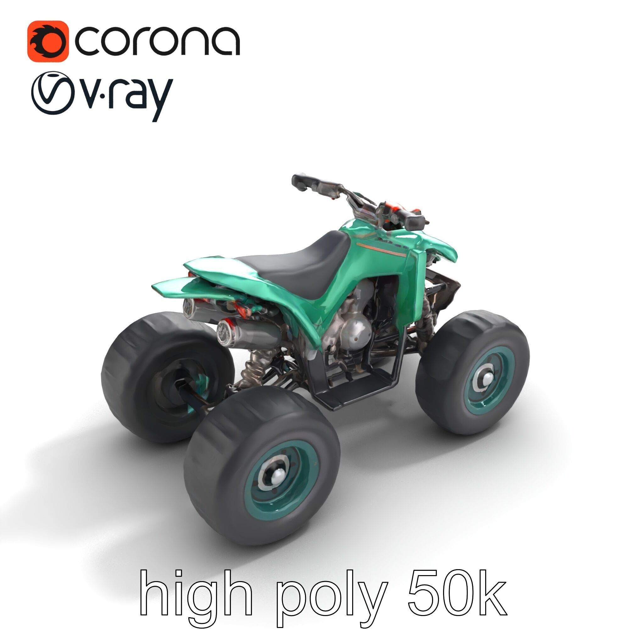 Forest Green Quad Bike with Aerodynamic Frame model pack Low-poly 3D model_11