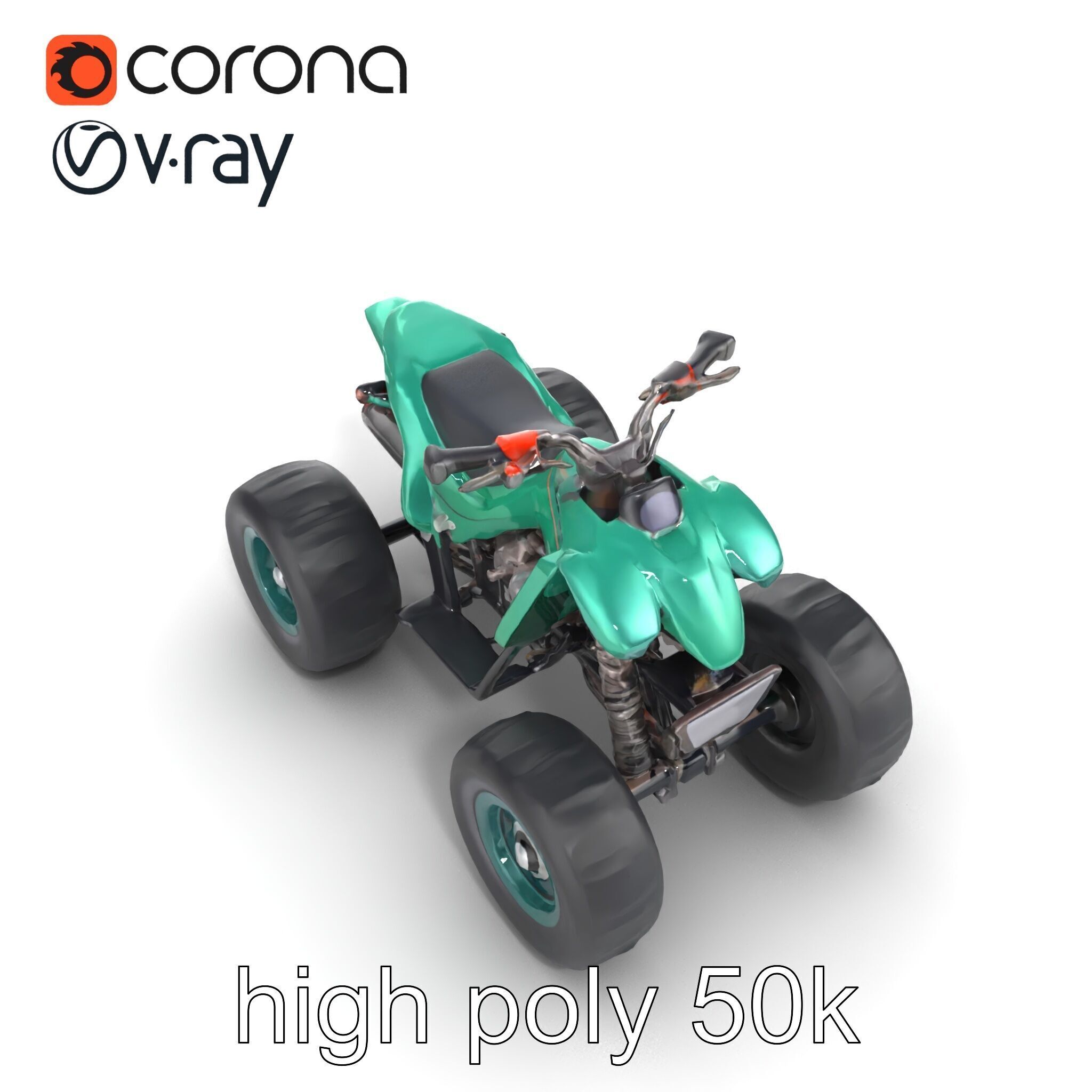 Forest Green Quad Bike with Aerodynamic Frame model pack Low-poly 3D model_19