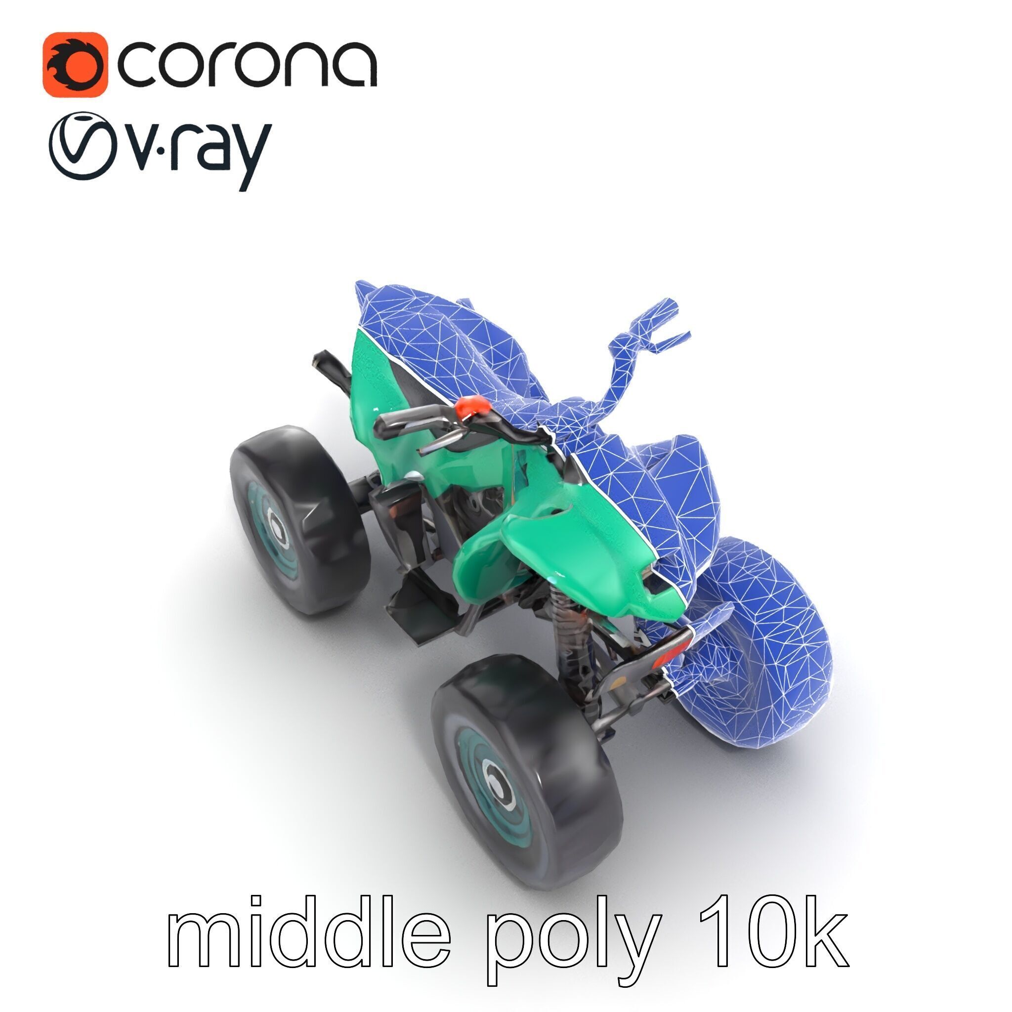 Forest Green Quad Bike with Aerodynamic Frame model pack Low-poly 3D model_27
