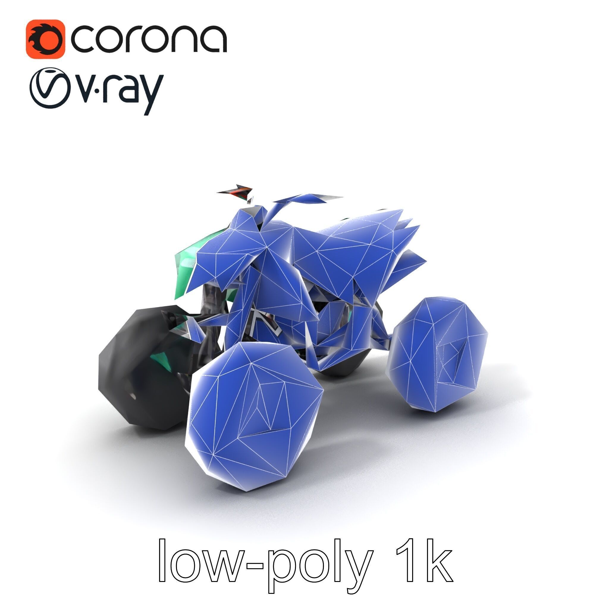 Forest Green Quad Bike with Aerodynamic Frame model pack Low-poly 3D model_7