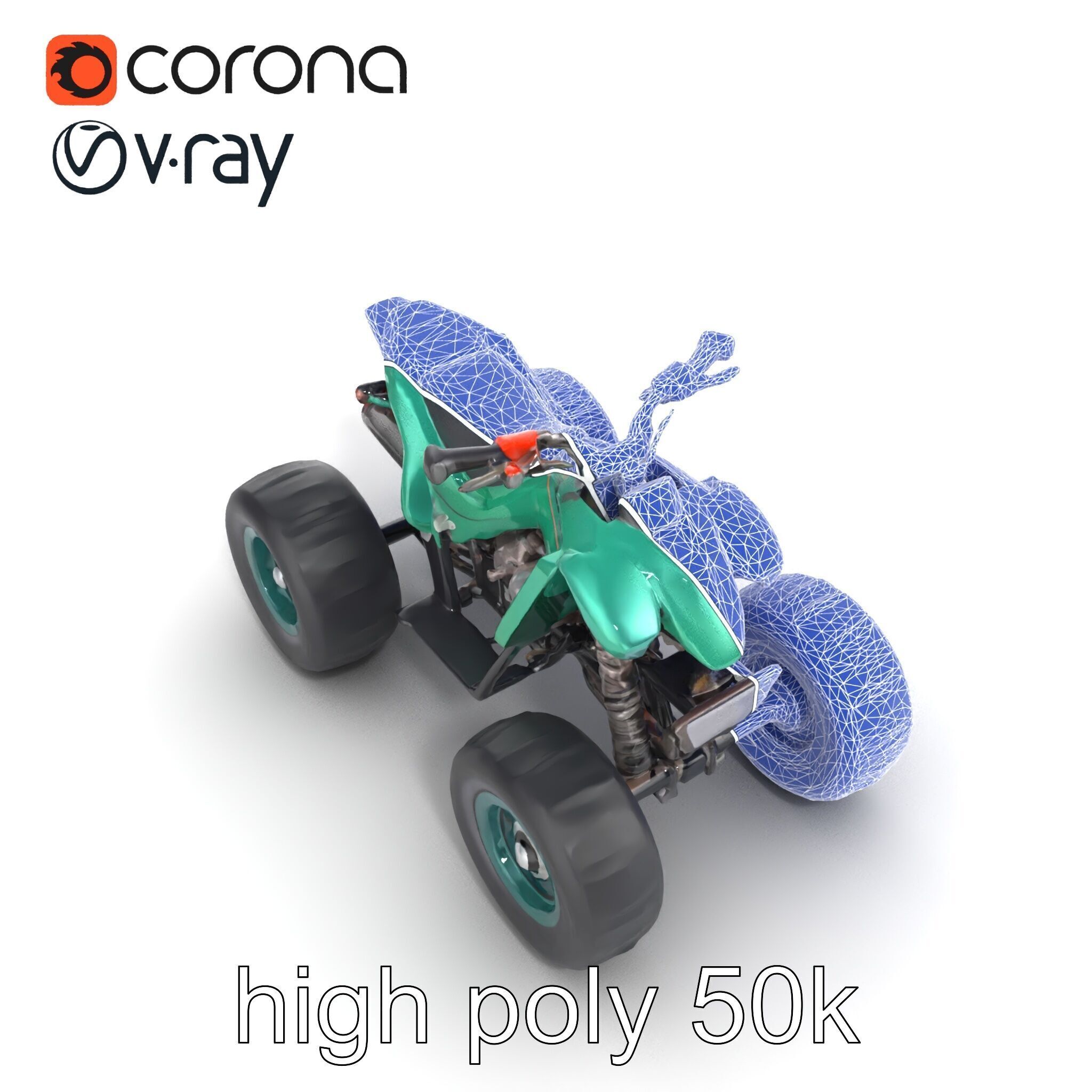 Forest Green Quad Bike with Aerodynamic Frame model pack Low-poly 3D model_23