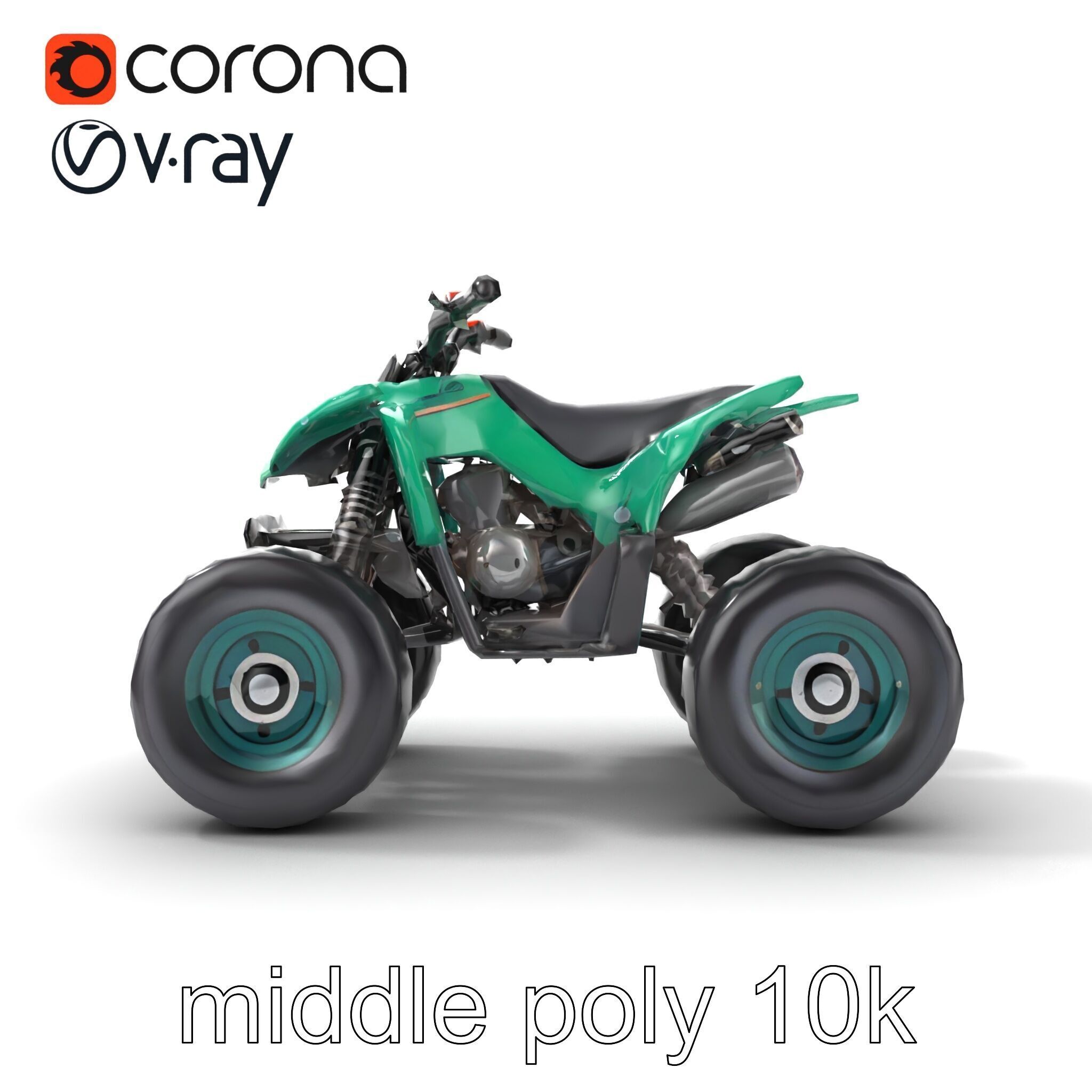 Forest Green Quad Bike with Aerodynamic Frame model pack Low-poly 3D model_13