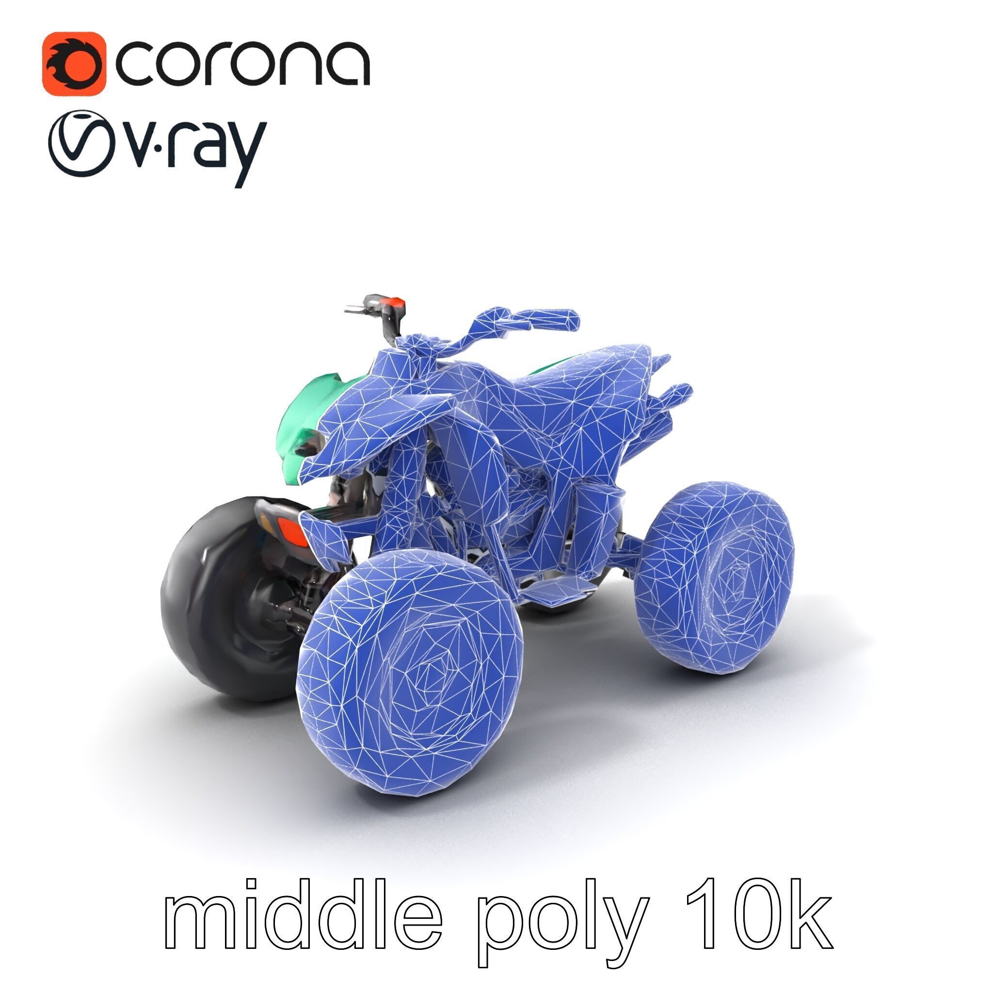 Forest Green Quad Bike with Aerodynamic Frame model pack Low-poly 3D model_6