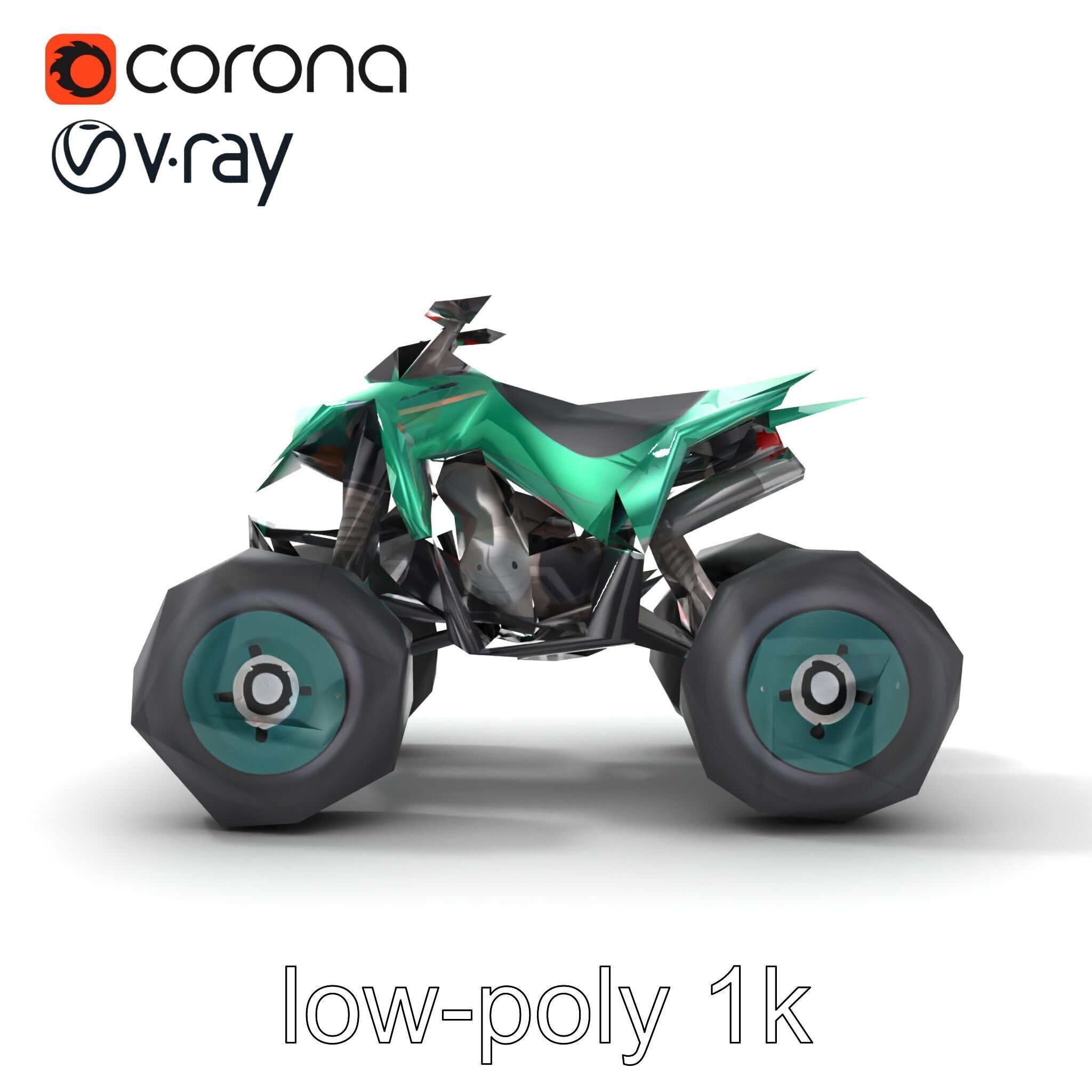 Forest Green Quad Bike with Aerodynamic Frame model pack Low-poly 3D model_14