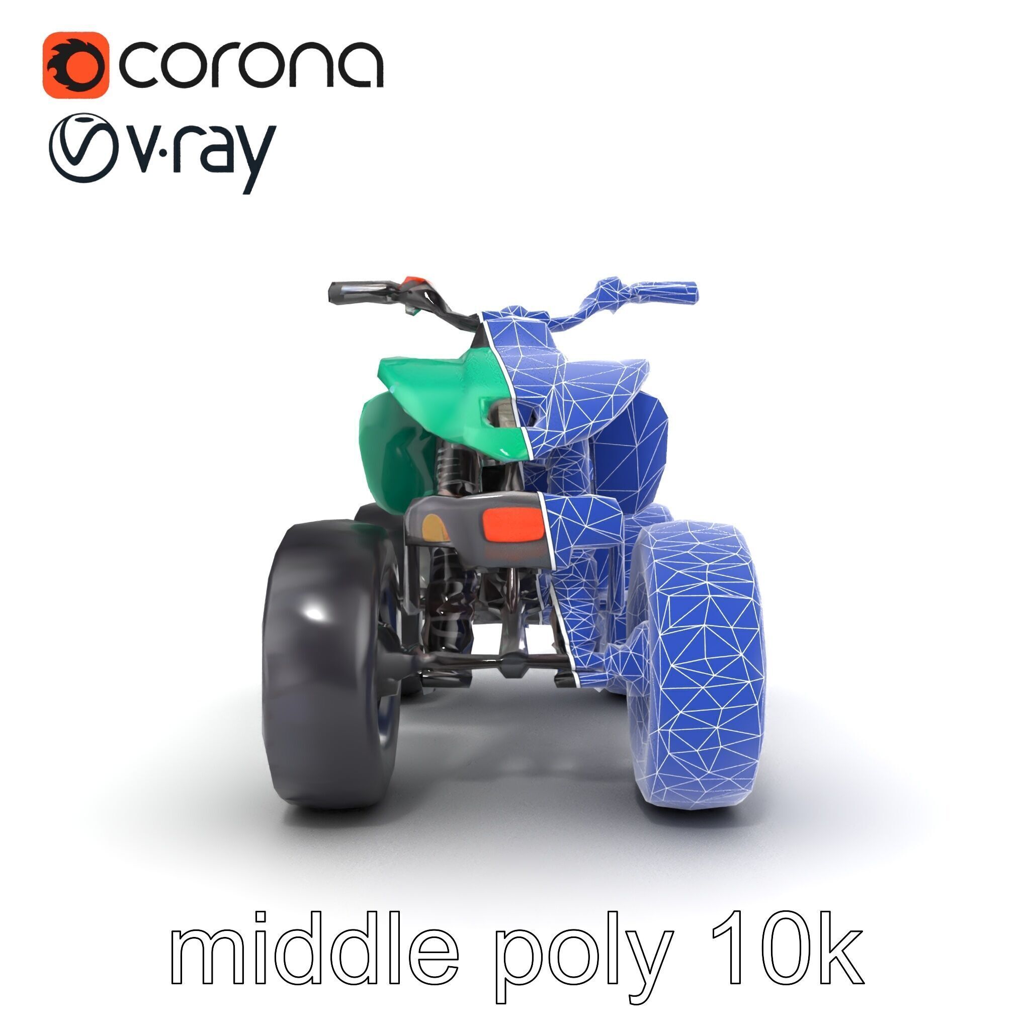 Forest Green Quad Bike with Aerodynamic Frame model pack Low-poly 3D model_22