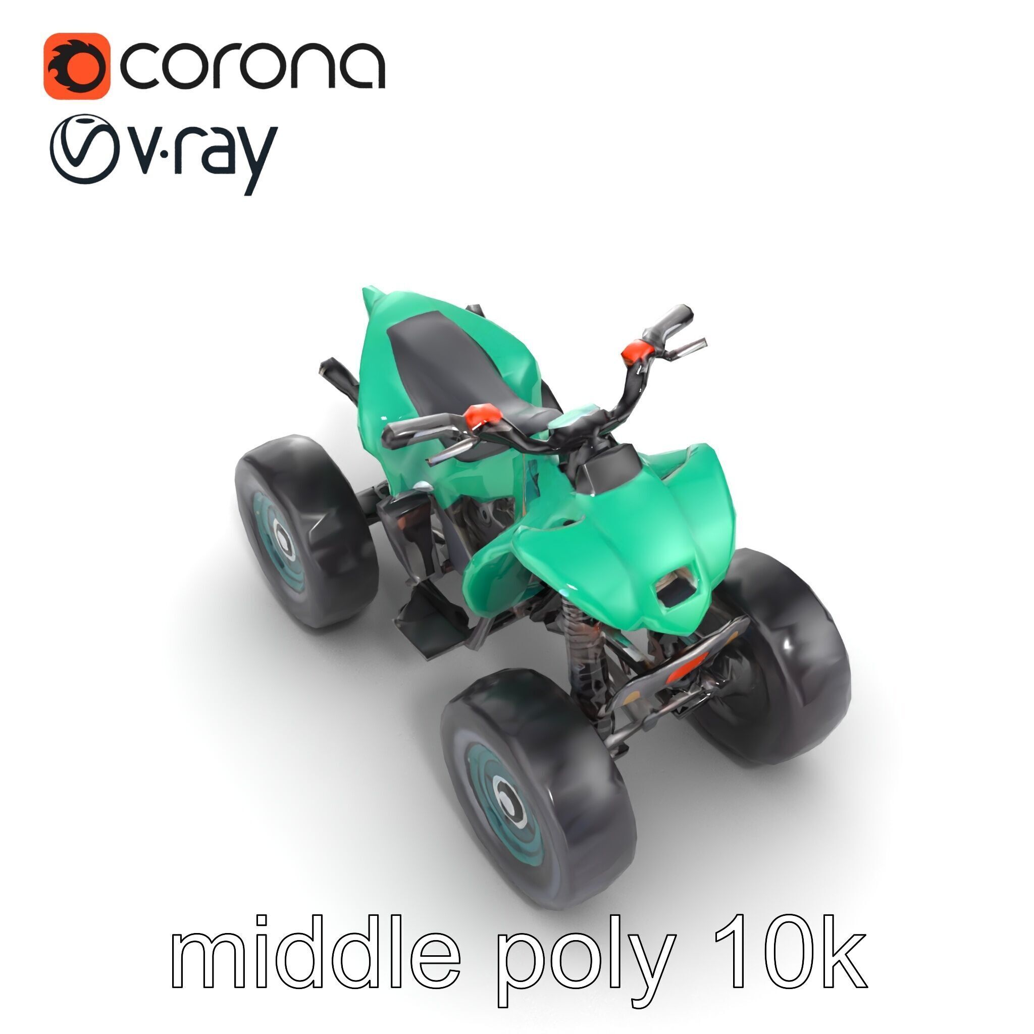 Forest Green Quad Bike with Aerodynamic Frame model pack Low-poly 3D model_17