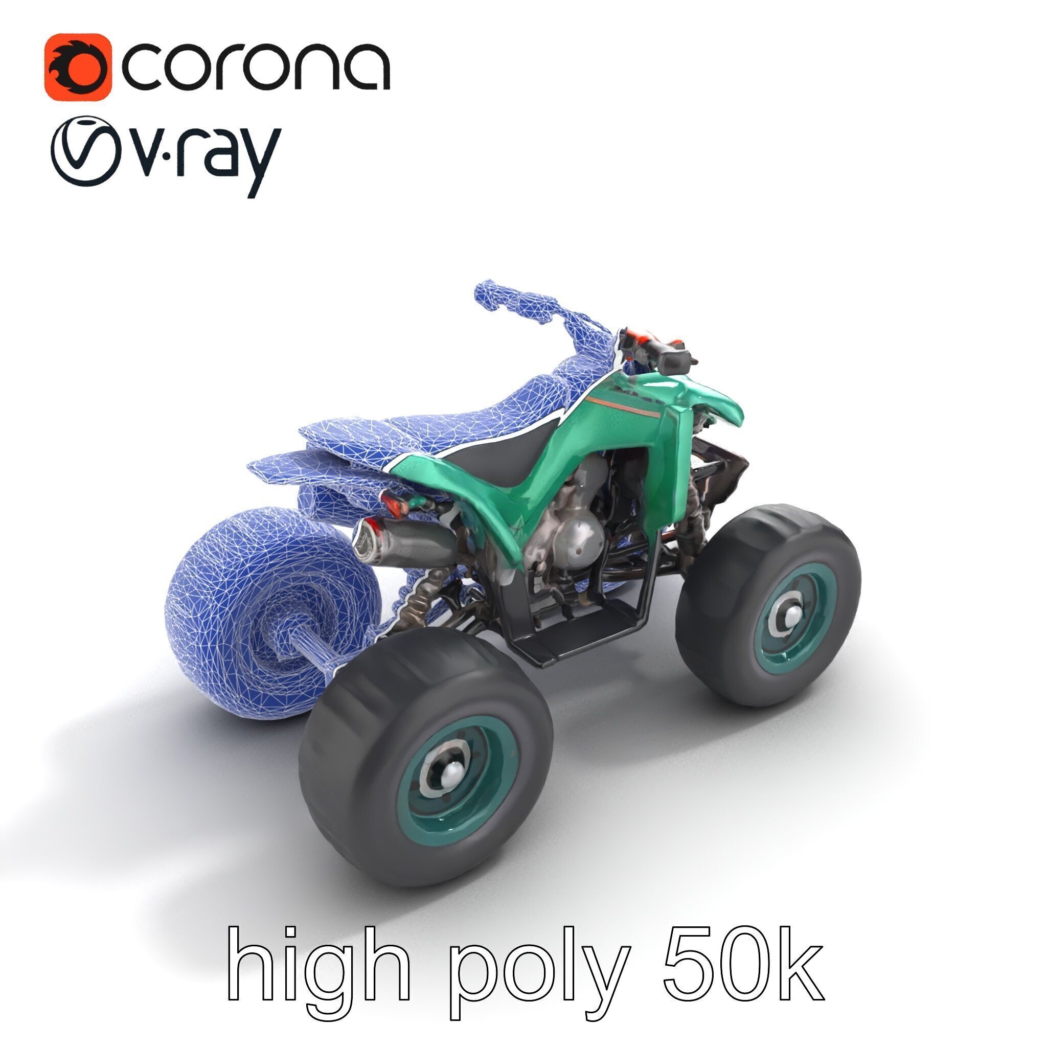Forest Green Quad Bike with Aerodynamic Frame model pack Low-poly 3D model_15