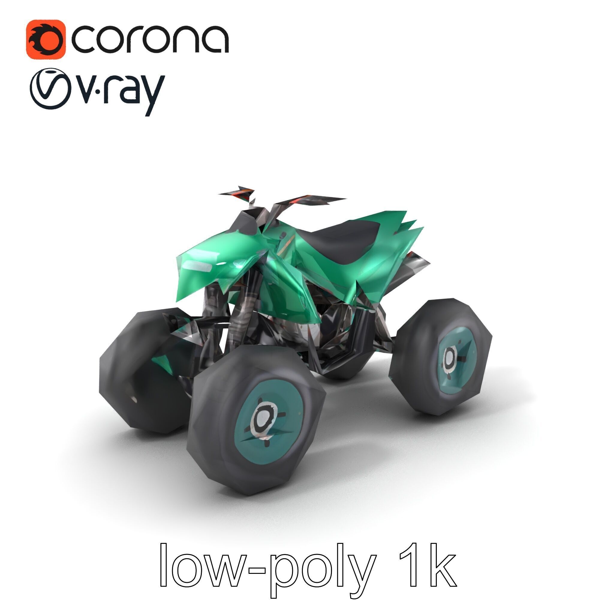 Forest Green Quad Bike with Aerodynamic Frame model pack Low-poly 3D model_5