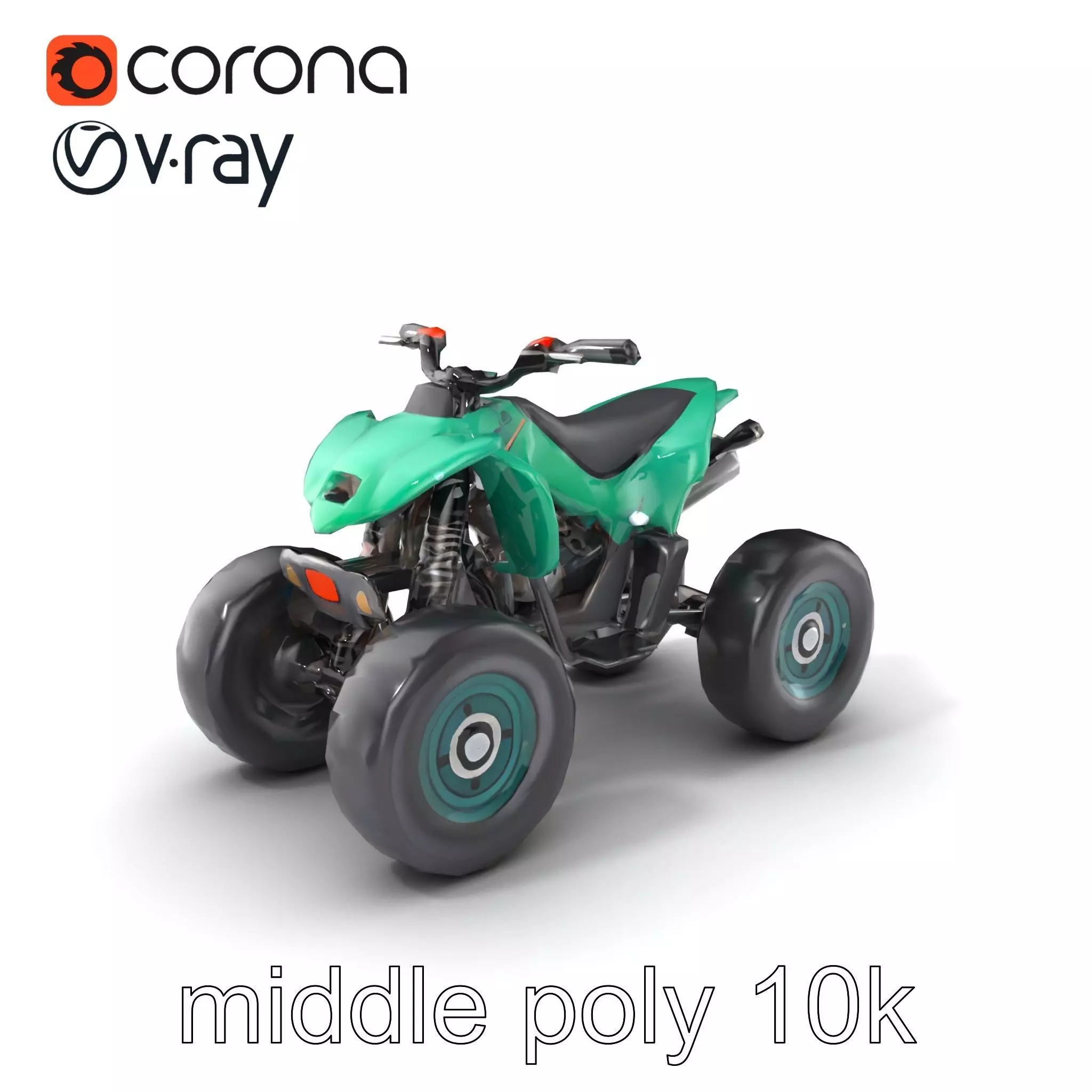 Forest Green Quad Bike with Aerodynamic Frame model pack Low-poly 3D model_0