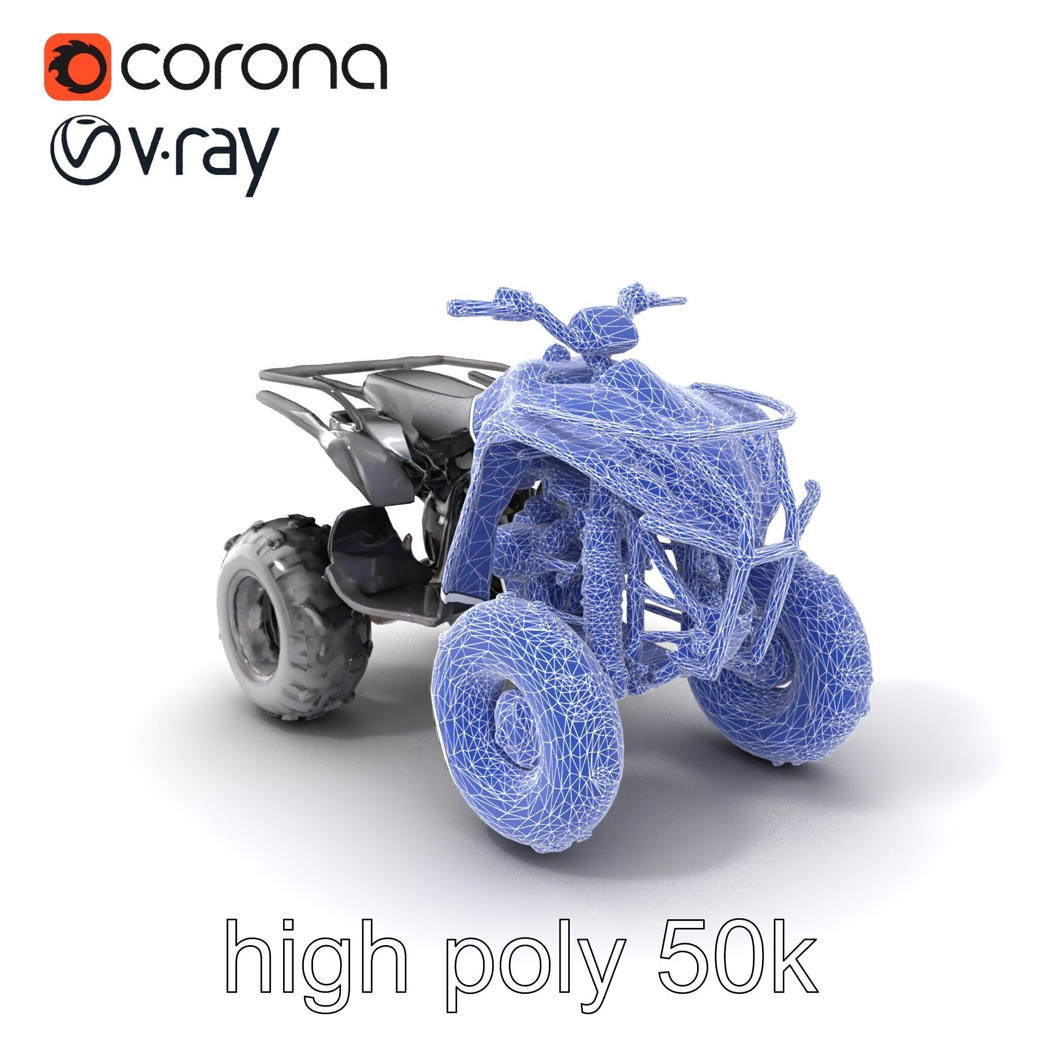 Sleek Quad ATV OffRoad Vehicle model pack Low-poly 3D model_10