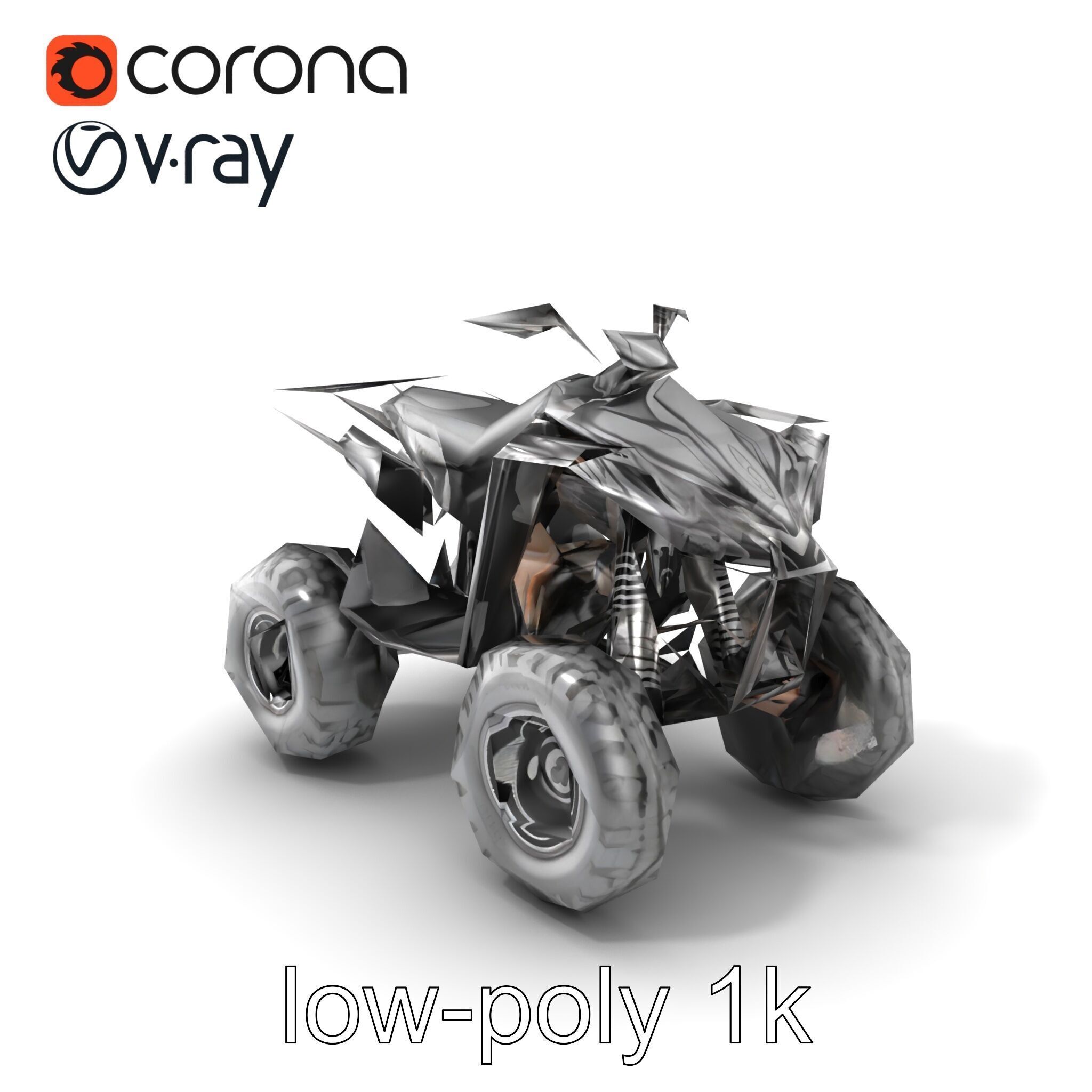 Sleek Quad ATV OffRoad Vehicle model pack Low-poly 3D model_5