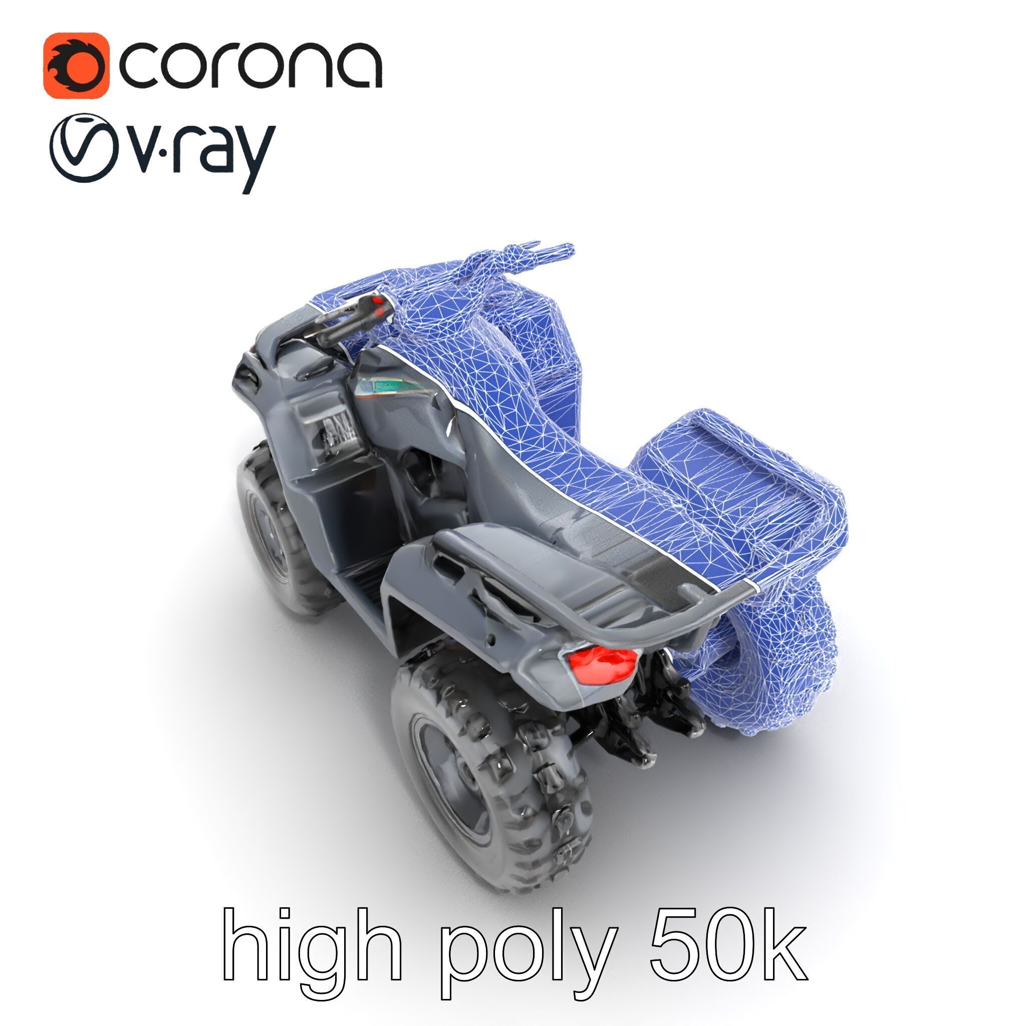 Matte Black ATV OffRoad Vehicle model pack Low-poly 3D model_29