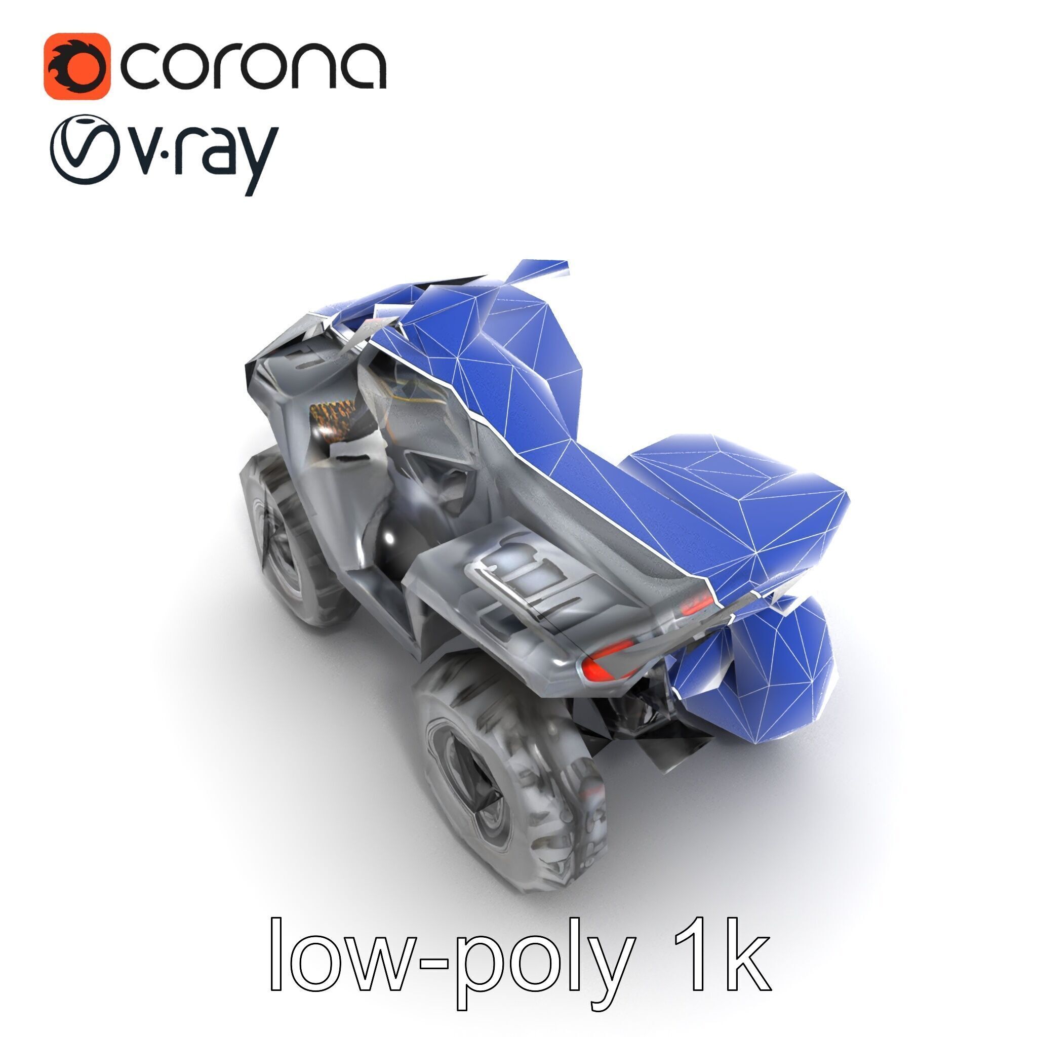 Matte Black ATV OffRoad Vehicle model pack Low-poly 3D model_15