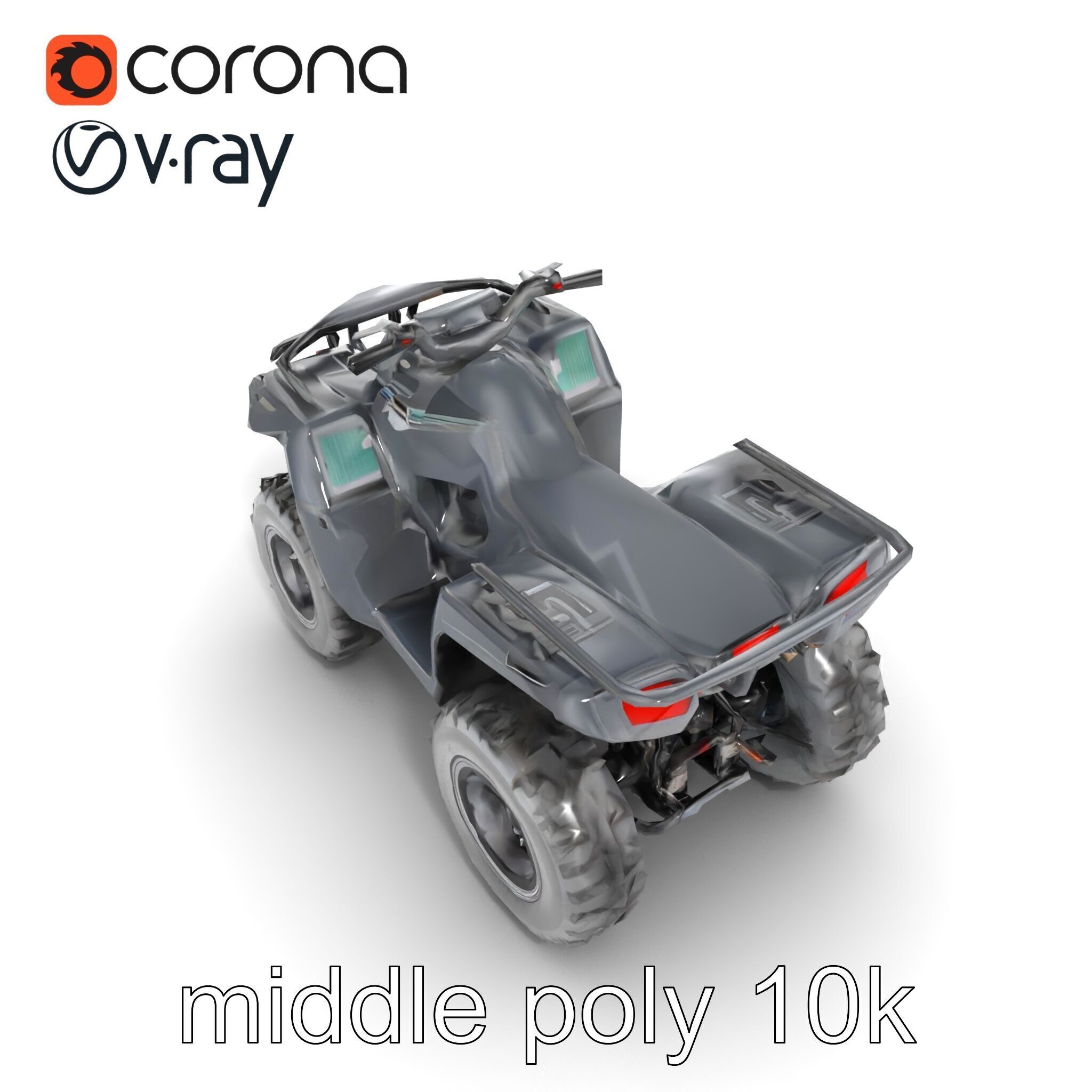Matte Black ATV OffRoad Vehicle model pack Low-poly 3D model_14