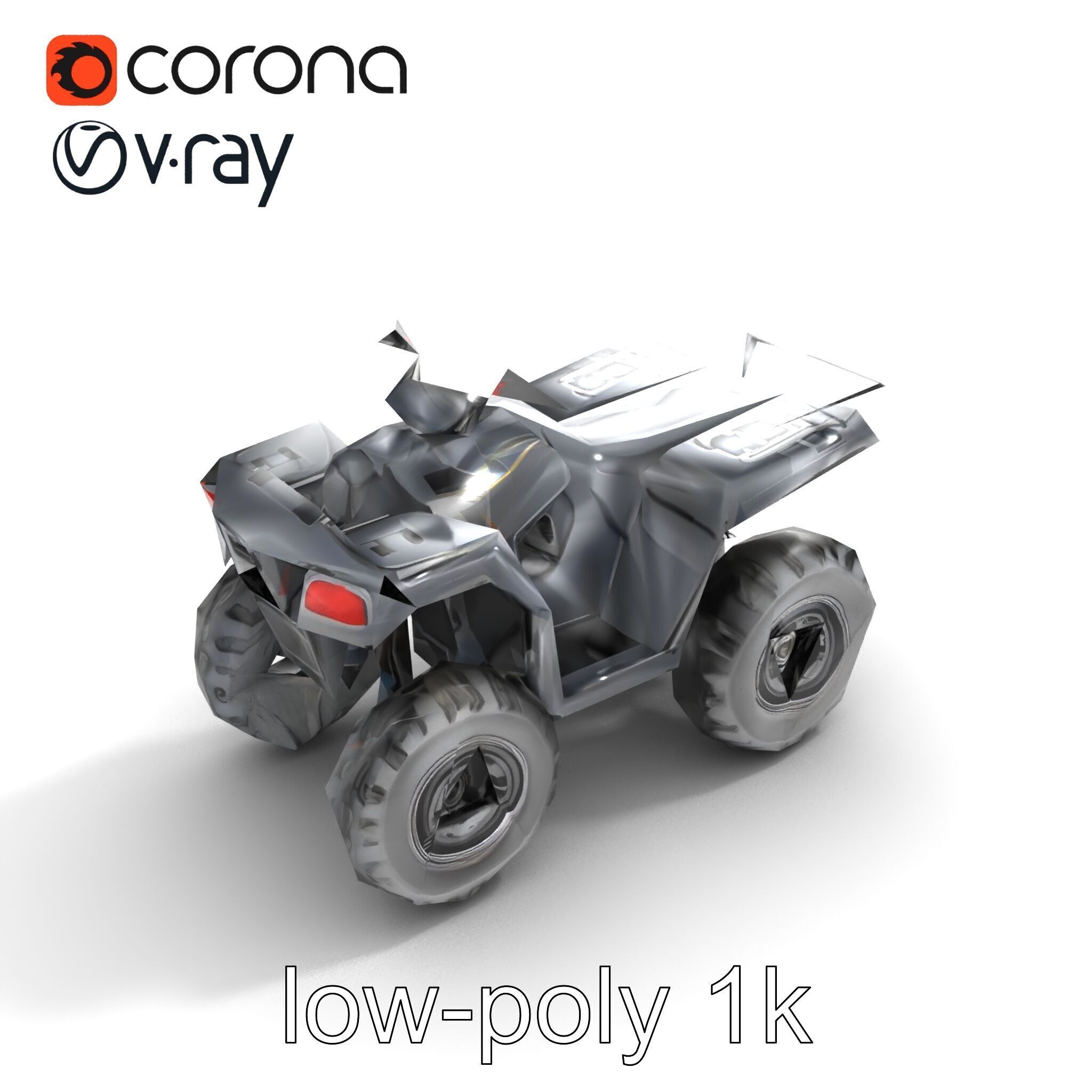 Matte Black ATV OffRoad Vehicle model pack Low-poly 3D model_9