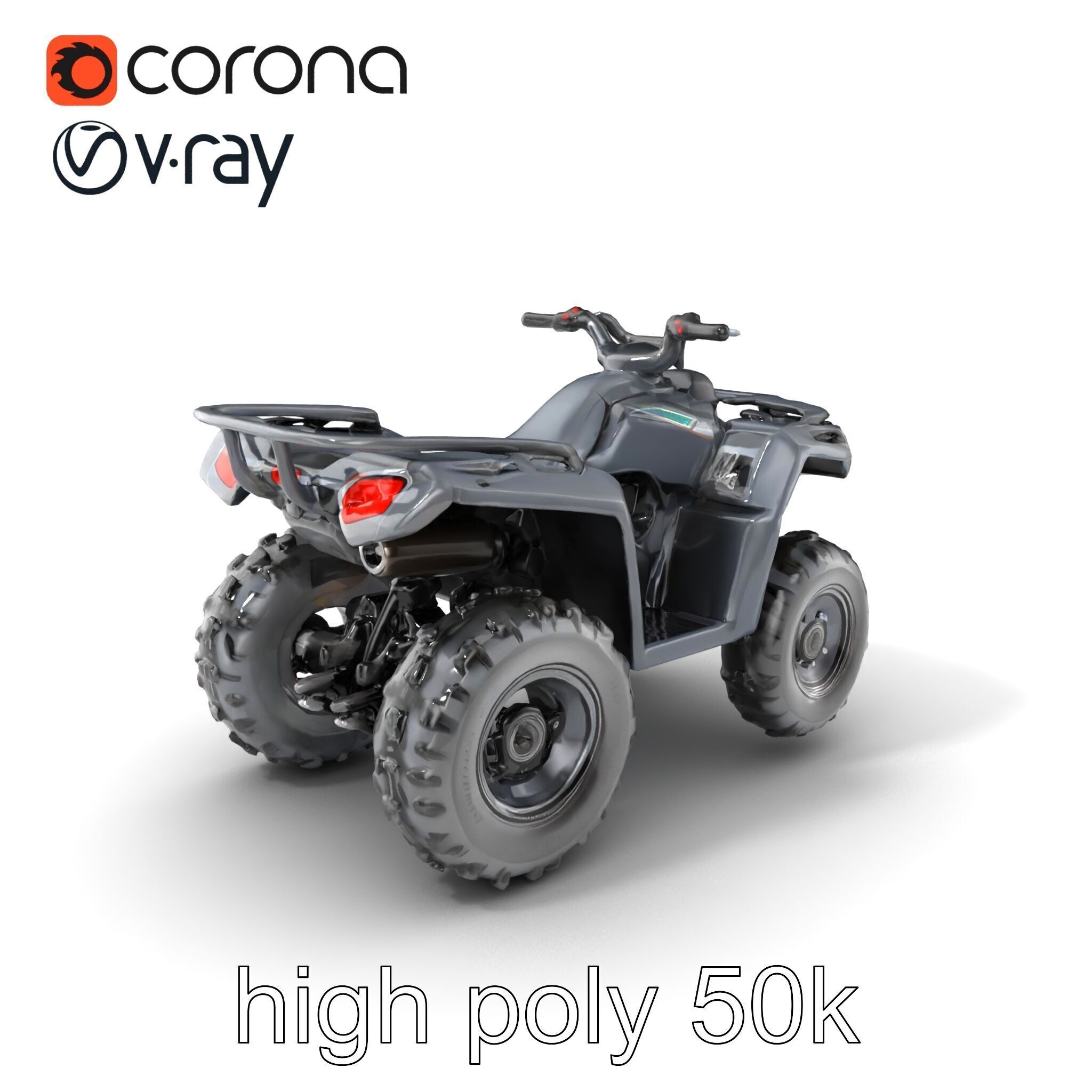 Matte Black ATV OffRoad Vehicle model pack Low-poly 3D model_2