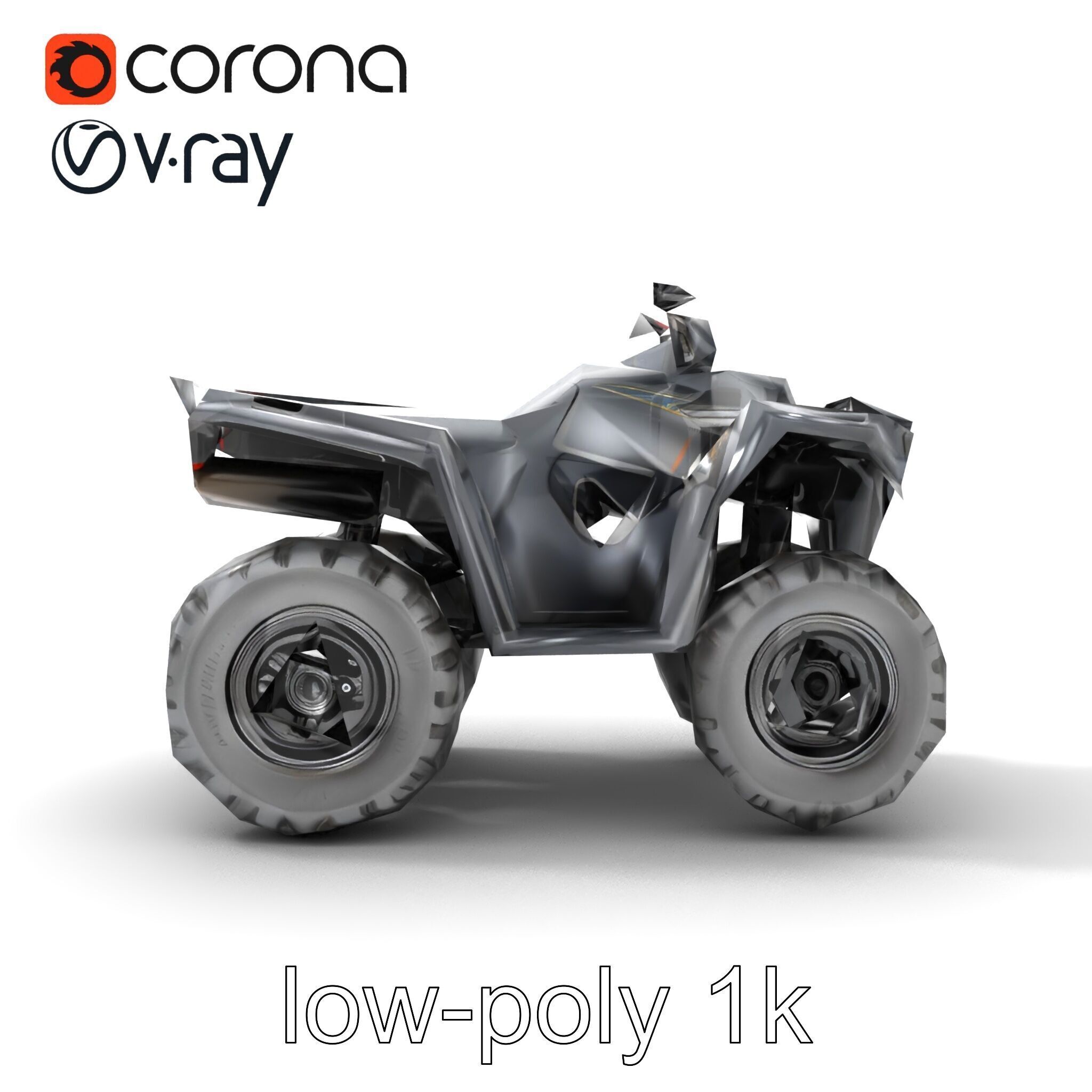 Matte Black ATV OffRoad Vehicle model pack Low-poly 3D model_22