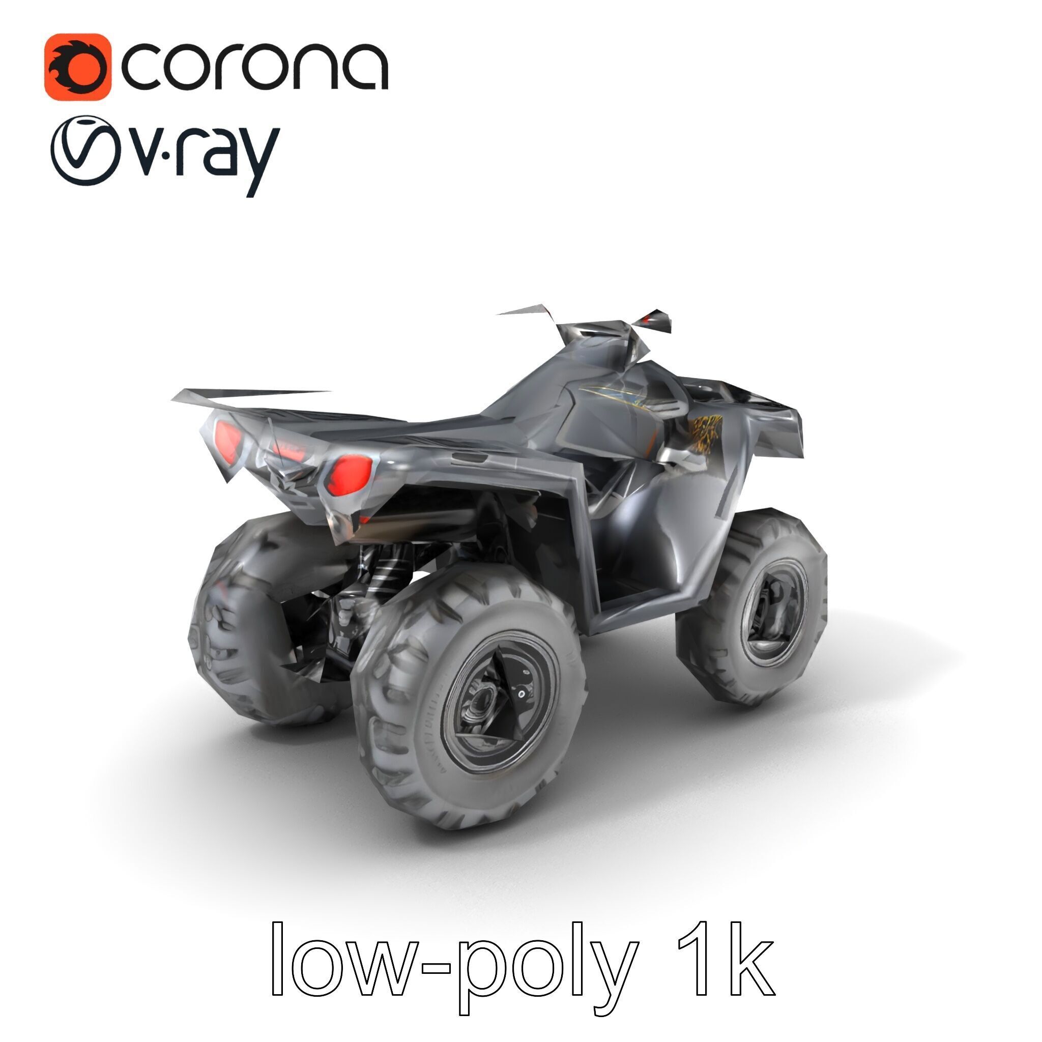 Matte Black ATV OffRoad Vehicle model pack Low-poly 3D model_5