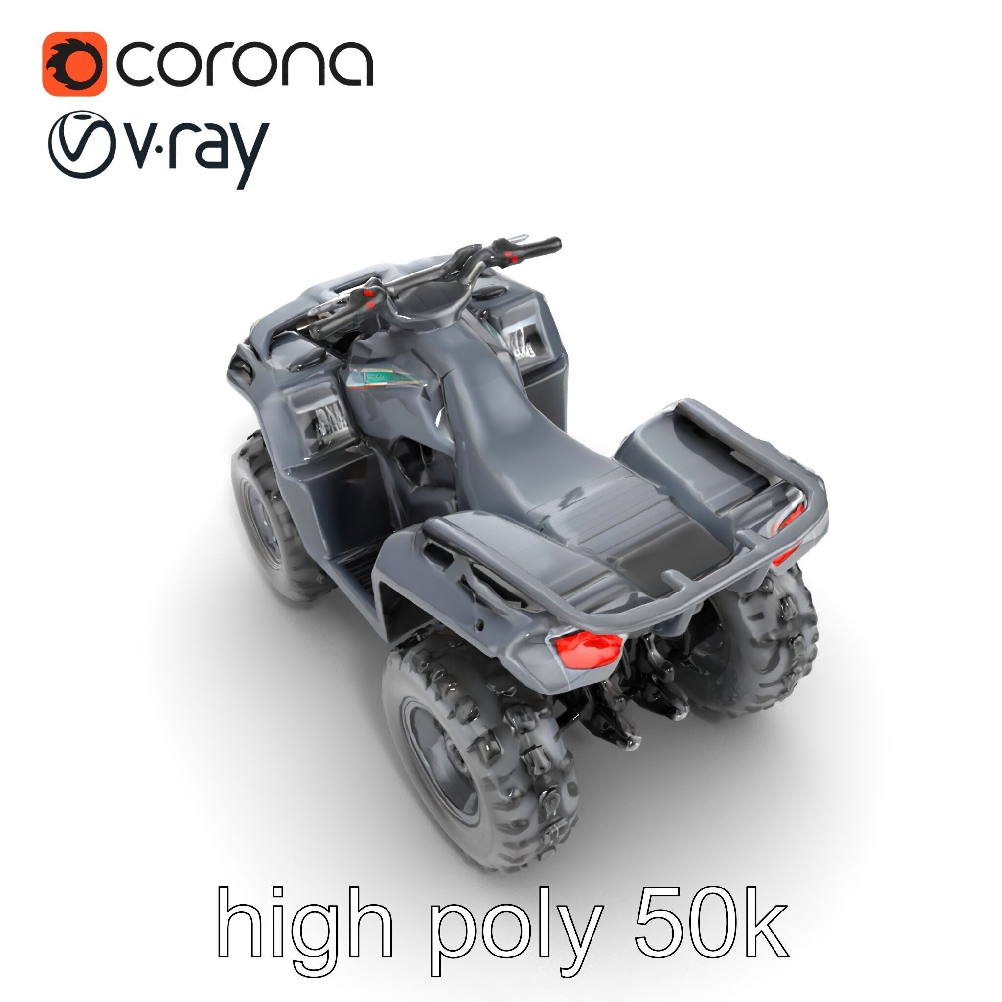 Matte Black ATV OffRoad Vehicle model pack Low-poly 3D model_27
