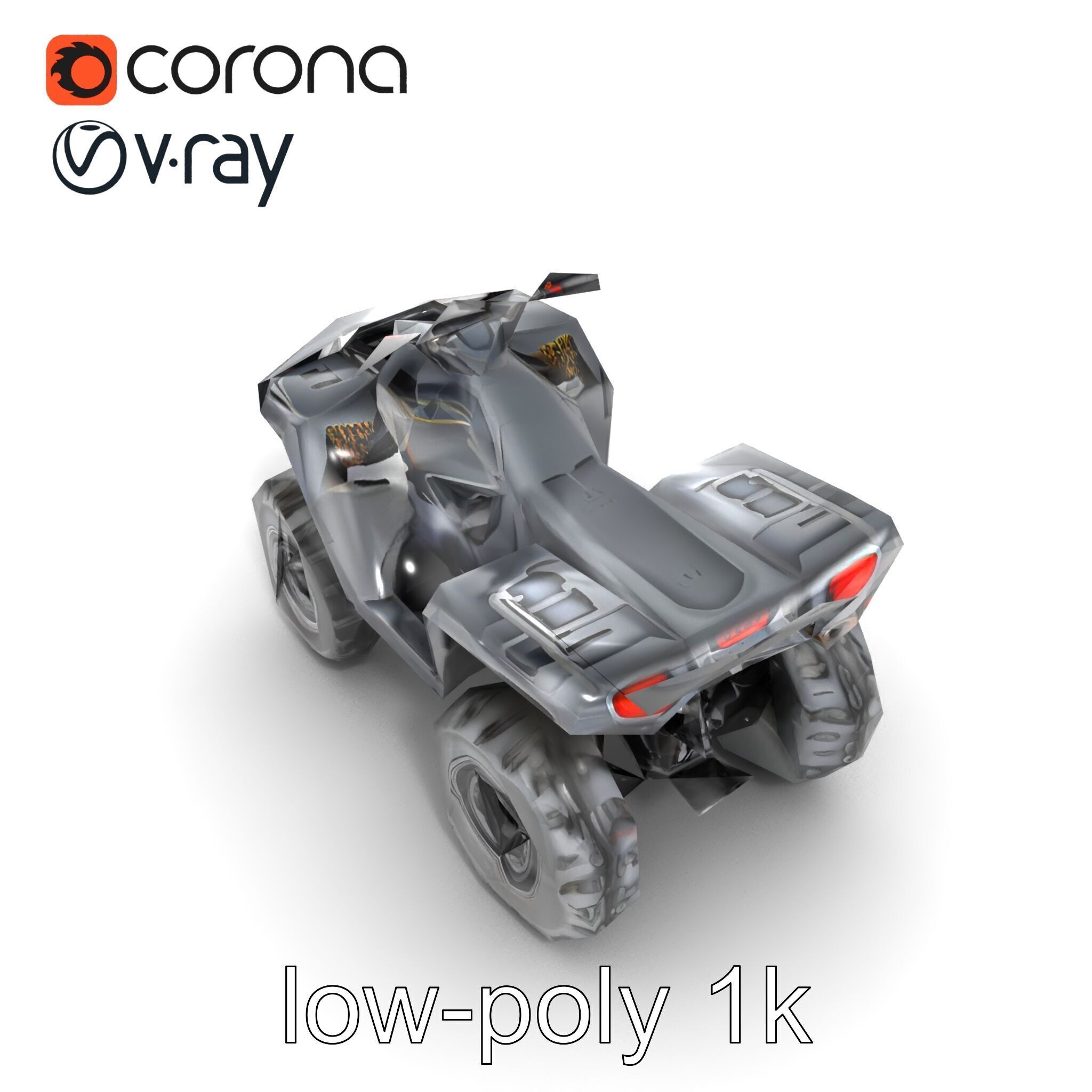 Matte Black ATV OffRoad Vehicle model pack Low-poly 3D model_13