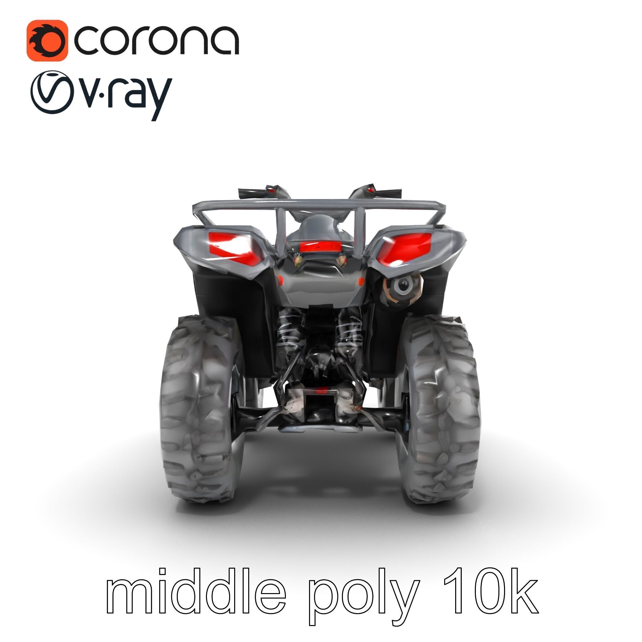 Matte Black ATV OffRoad Vehicle model pack Low-poly 3D model_17