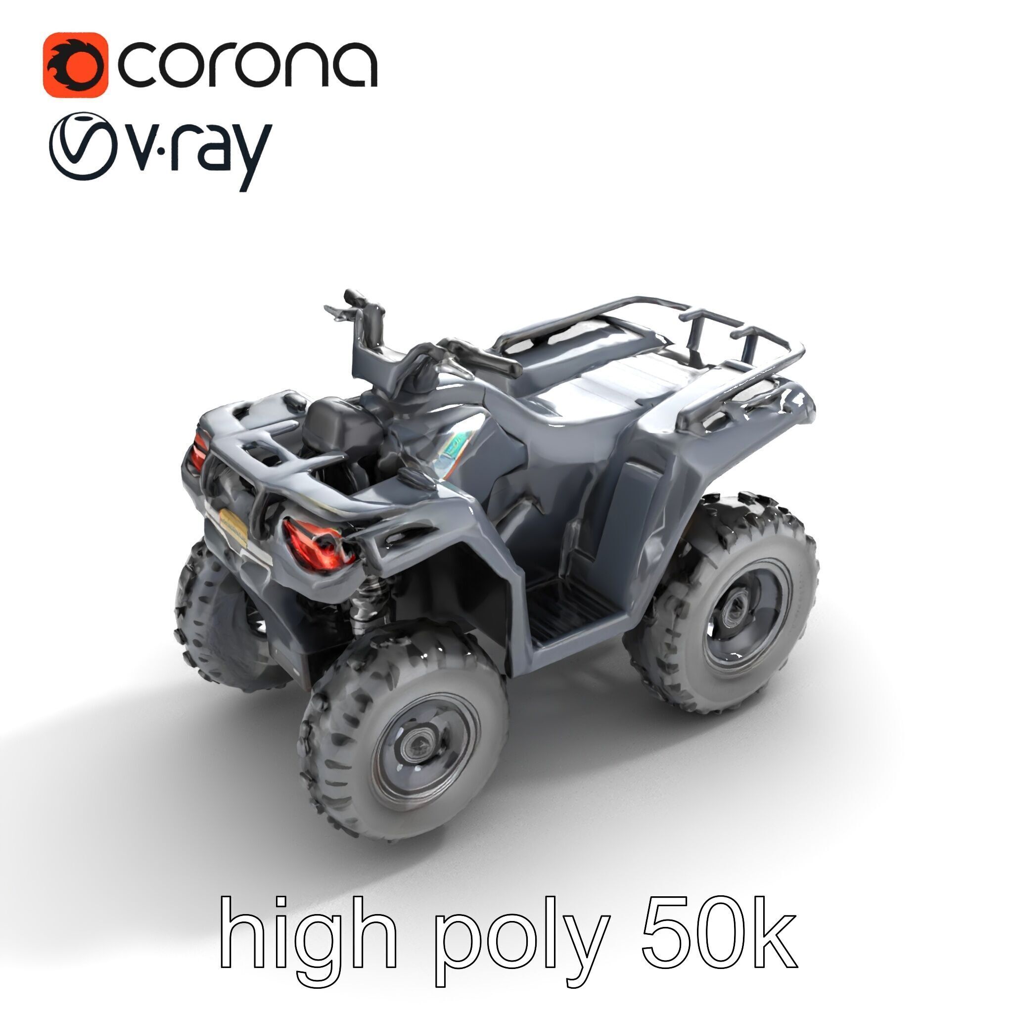 Matte Black ATV OffRoad Vehicle model pack Low-poly 3D model_28