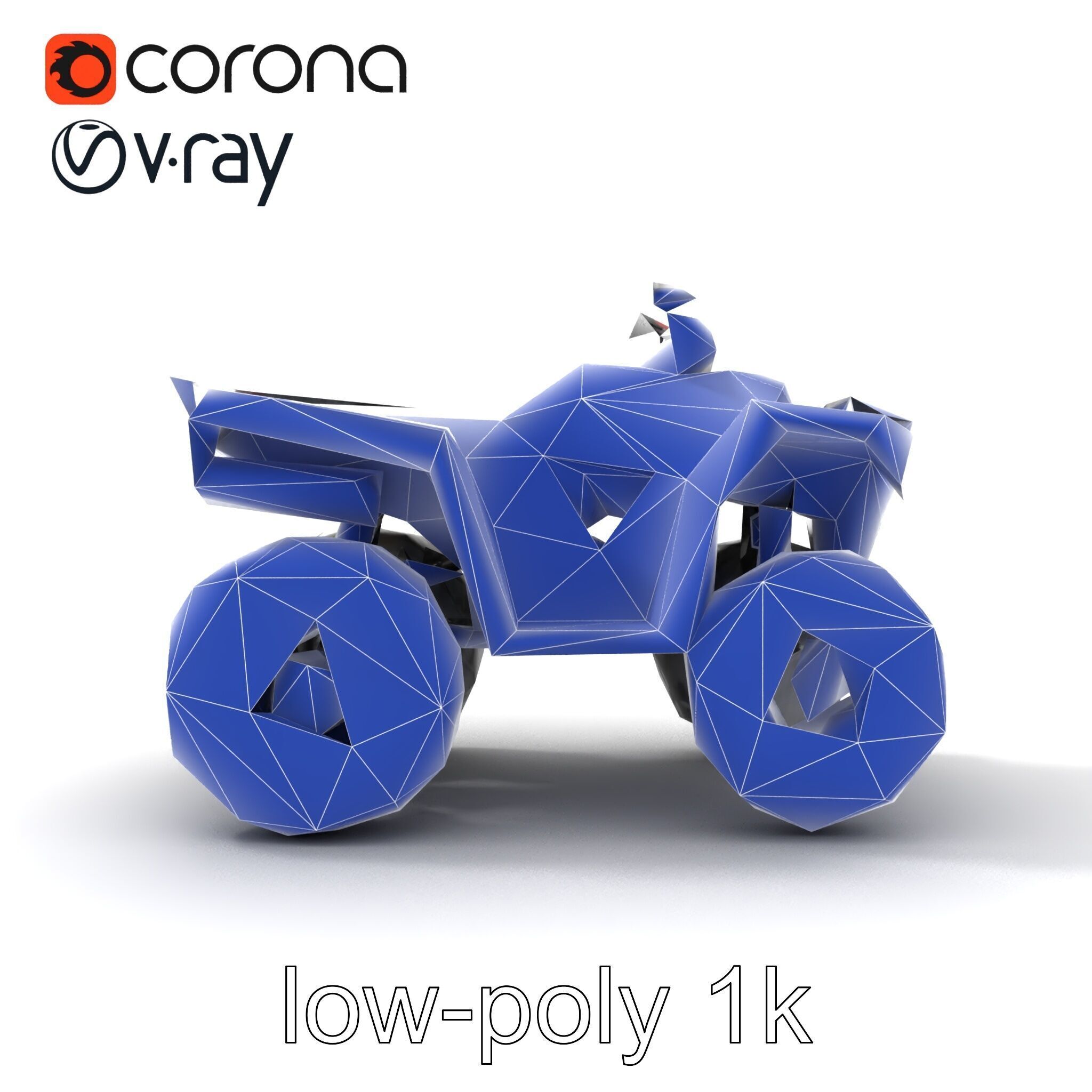 Matte Black ATV OffRoad Vehicle model pack Low-poly 3D model_30