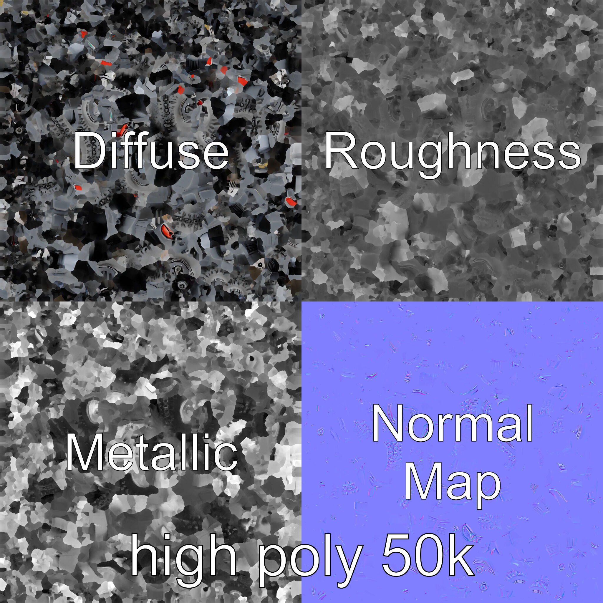 Matte Black ATV OffRoad Vehicle model pack Low-poly 3D model_3