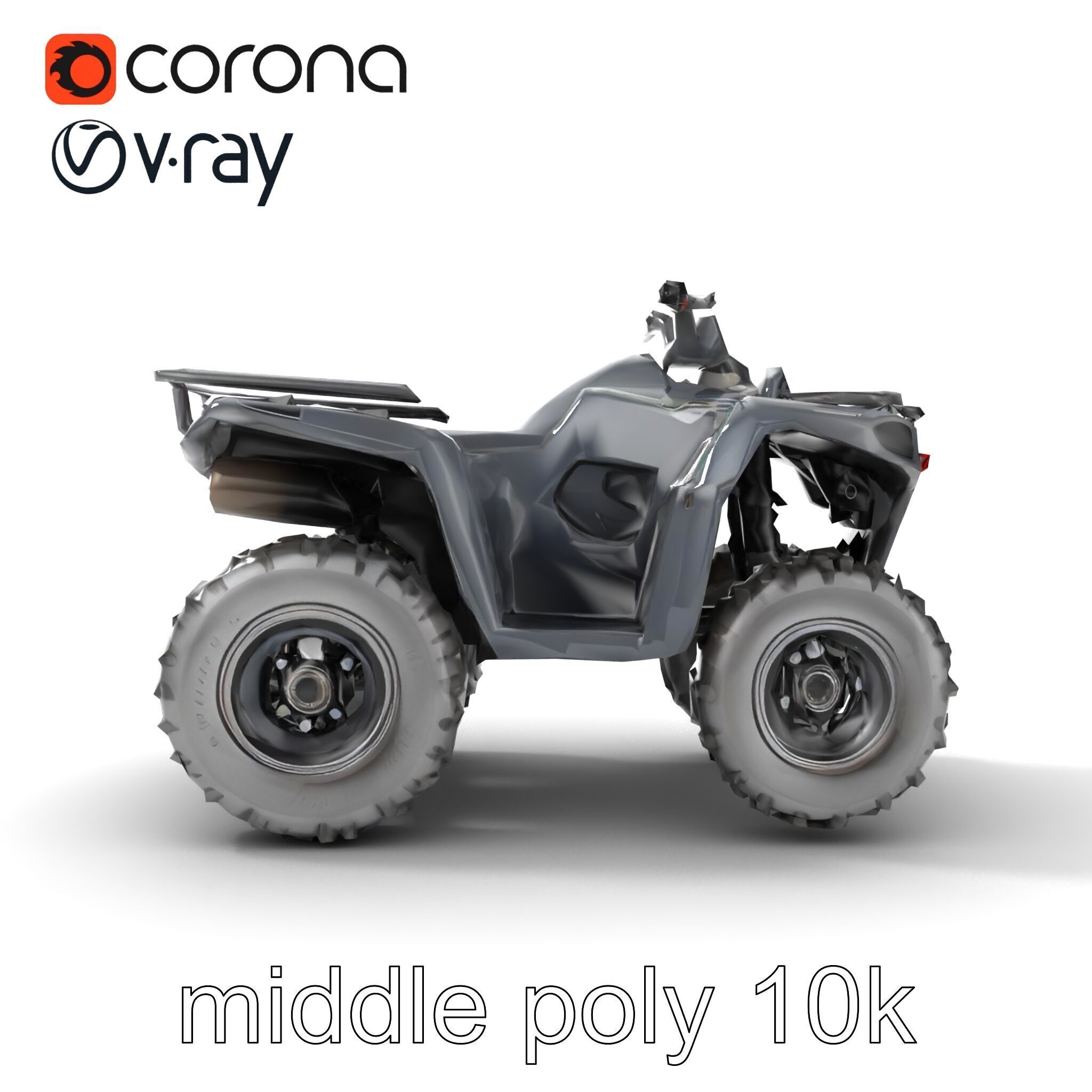 Matte Black ATV OffRoad Vehicle model pack Low-poly 3D model_18