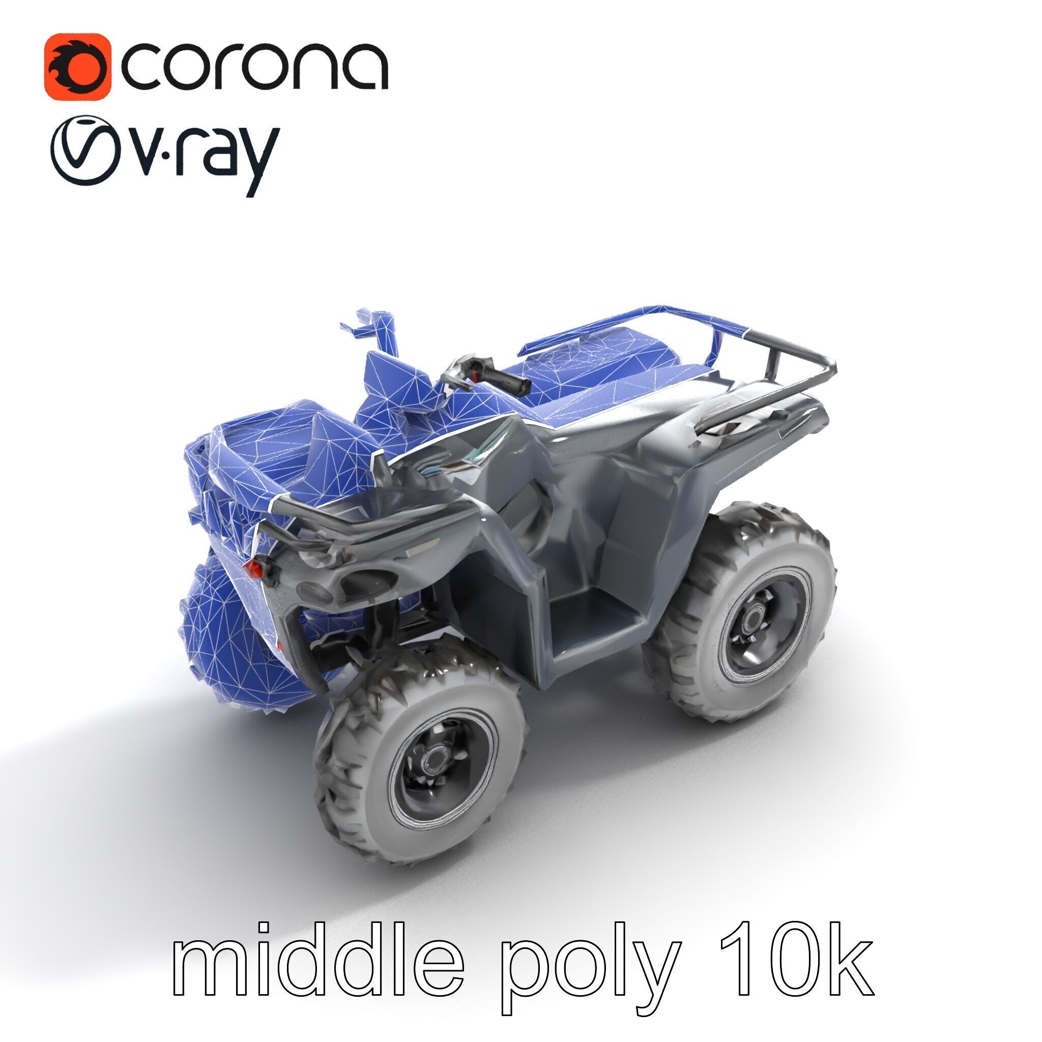 Matte Black ATV OffRoad Vehicle model pack Low-poly 3D model_25