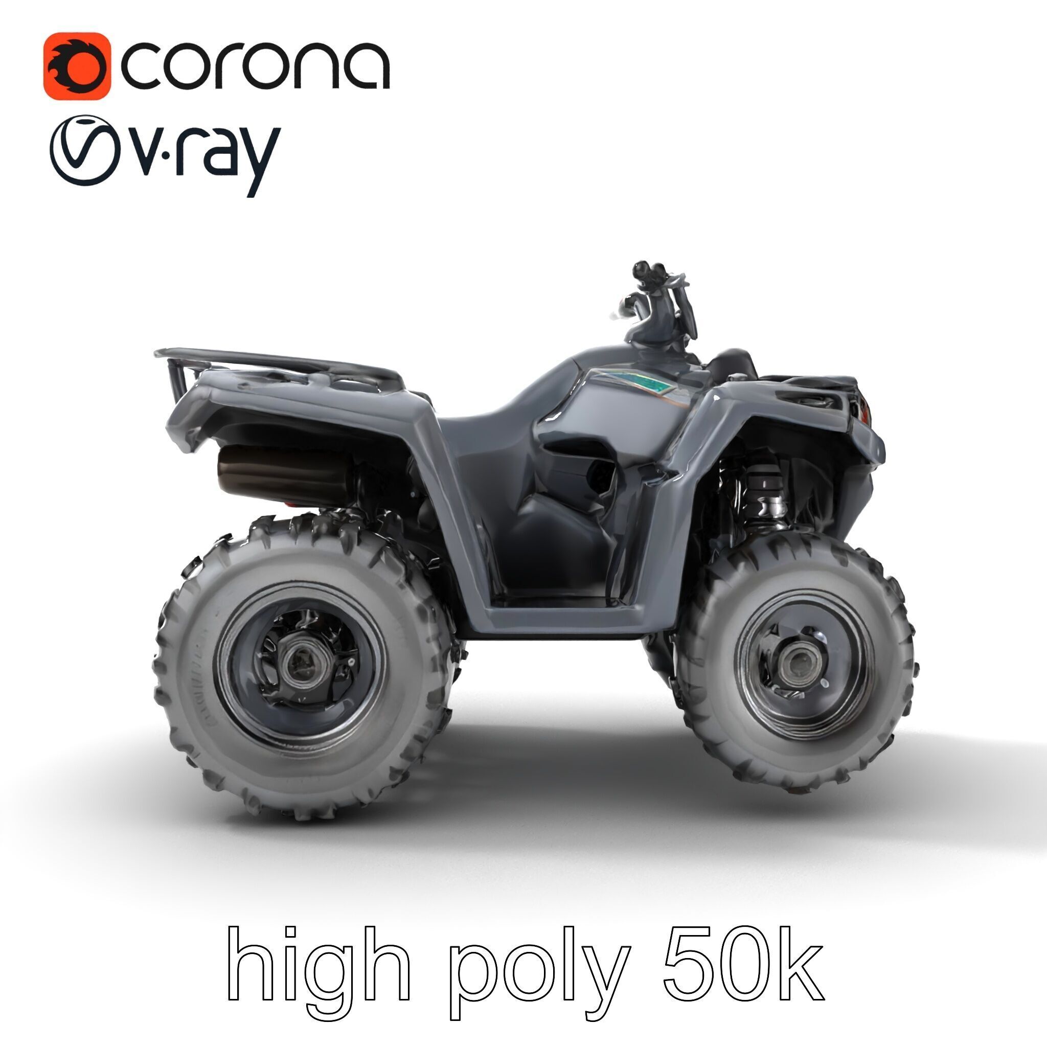 Matte Black ATV OffRoad Vehicle model pack Low-poly 3D model_20