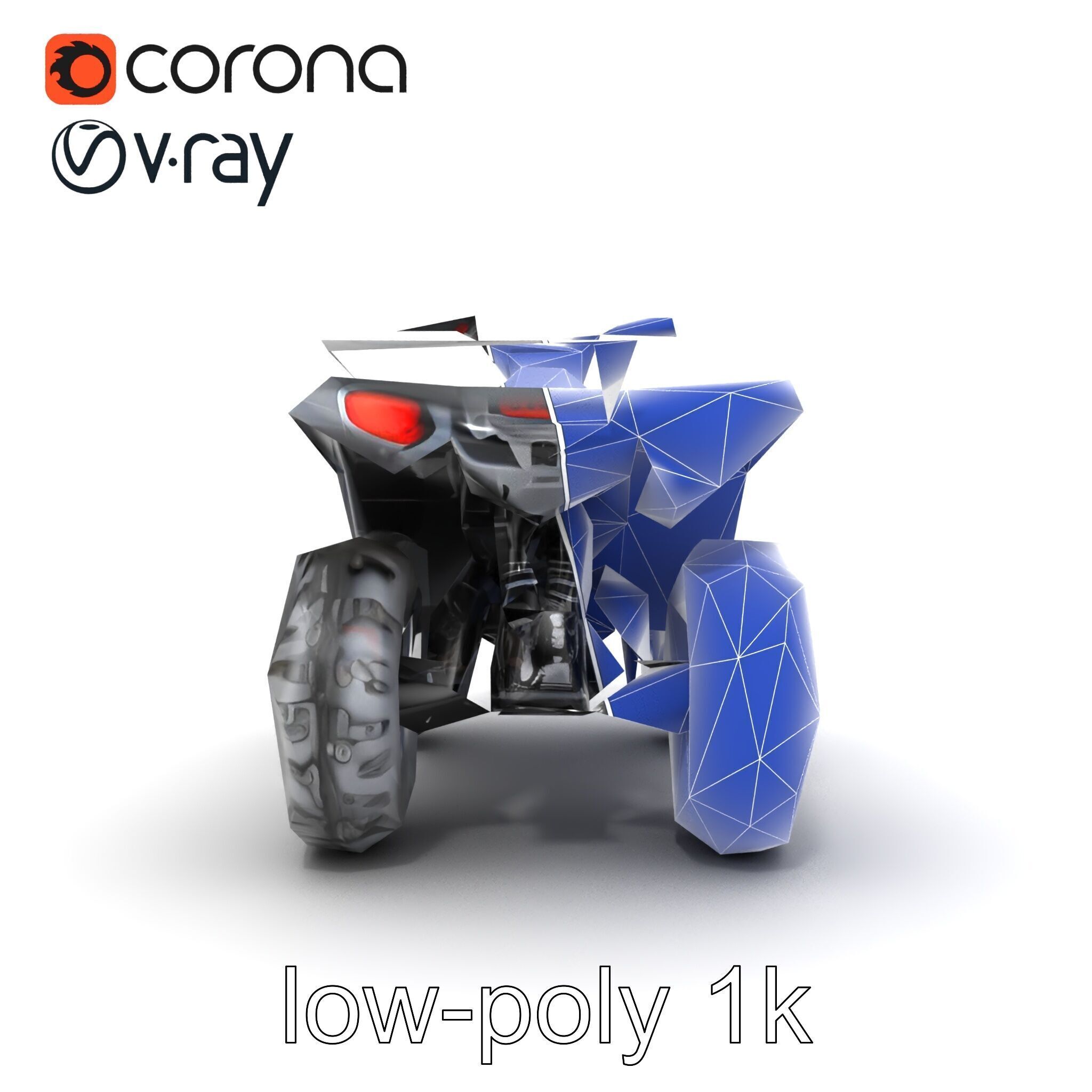 Matte Black ATV OffRoad Vehicle model pack Low-poly 3D model_32