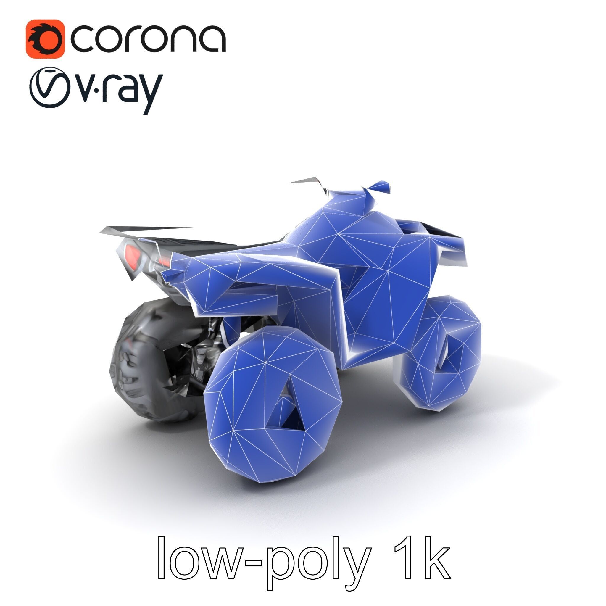 Matte Black ATV OffRoad Vehicle model pack Low-poly 3D model_7