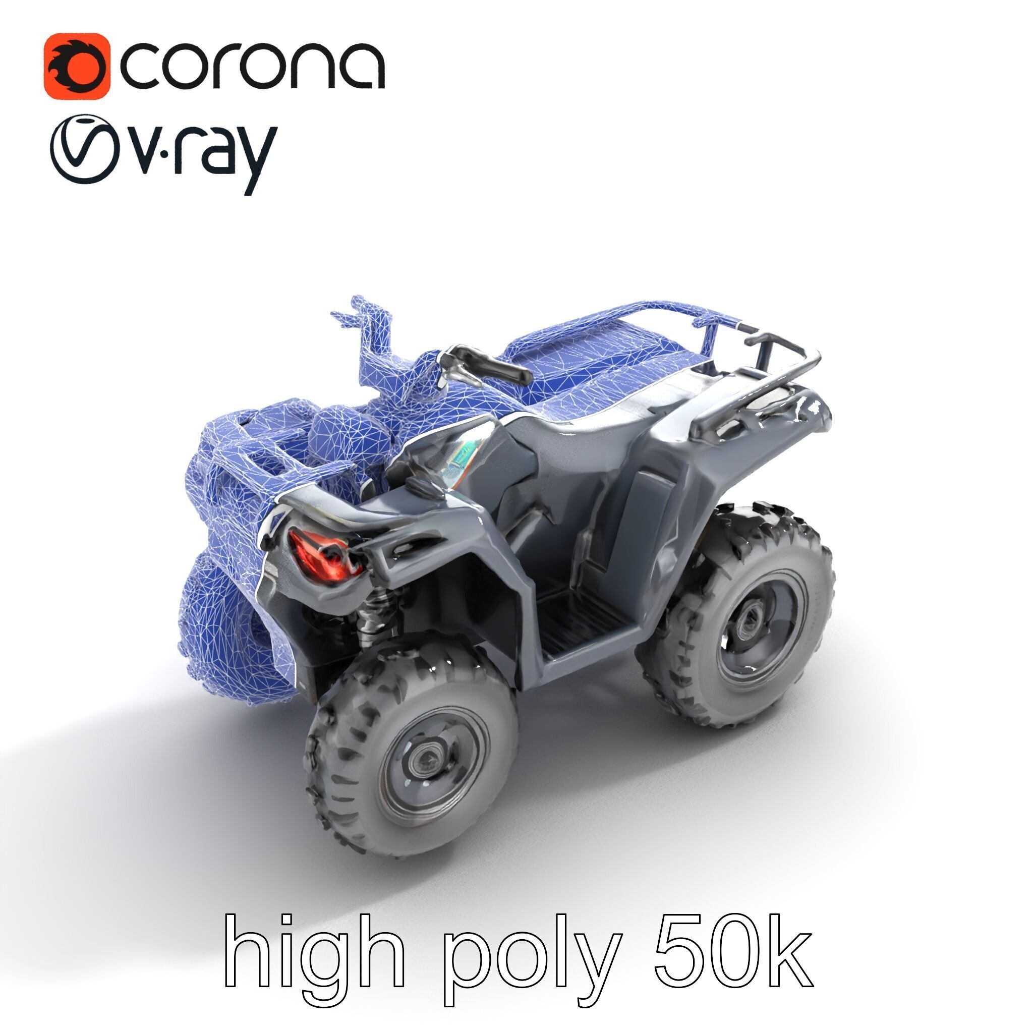 Matte Black ATV OffRoad Vehicle model pack Low-poly 3D model_26