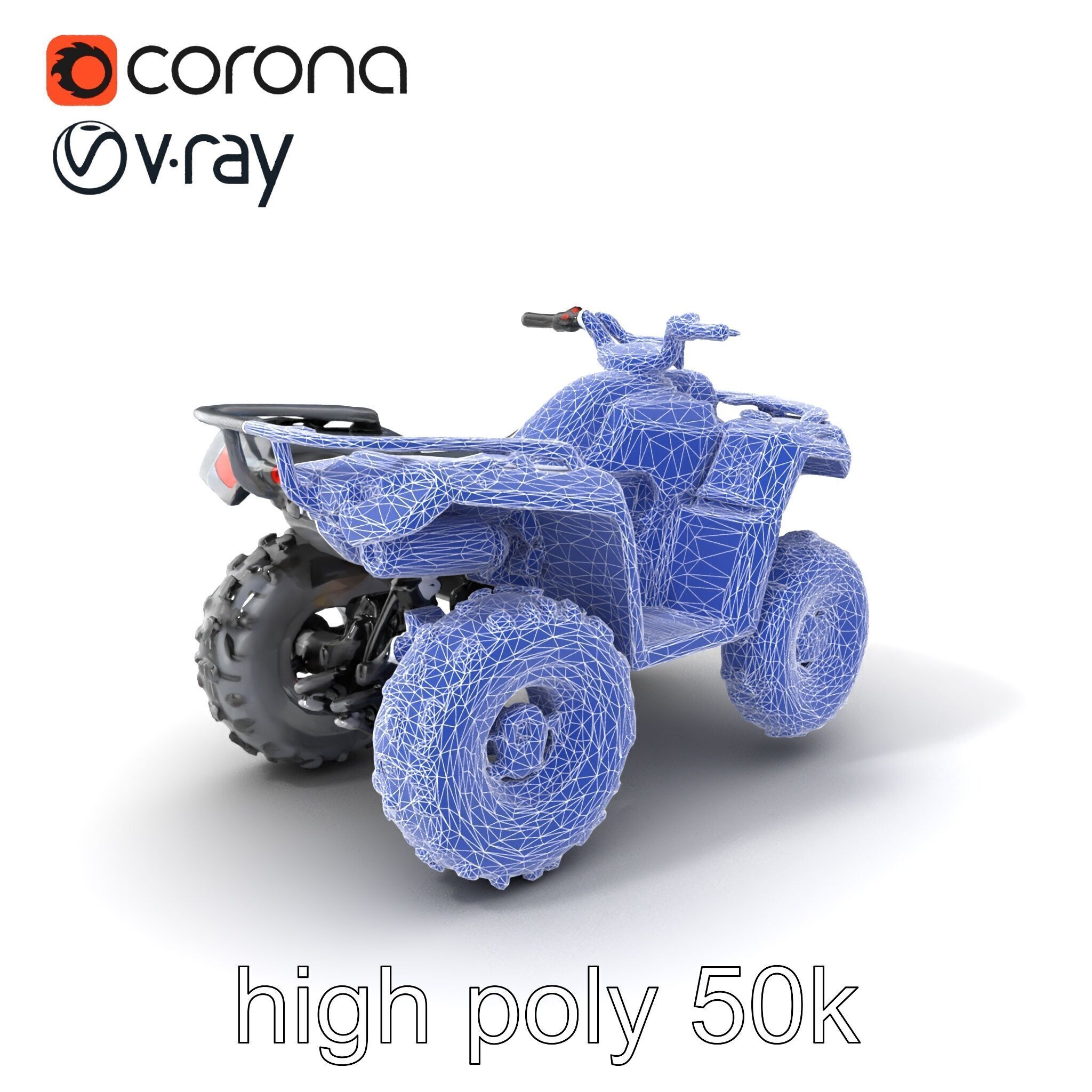Matte Black ATV OffRoad Vehicle model pack Low-poly 3D model_10