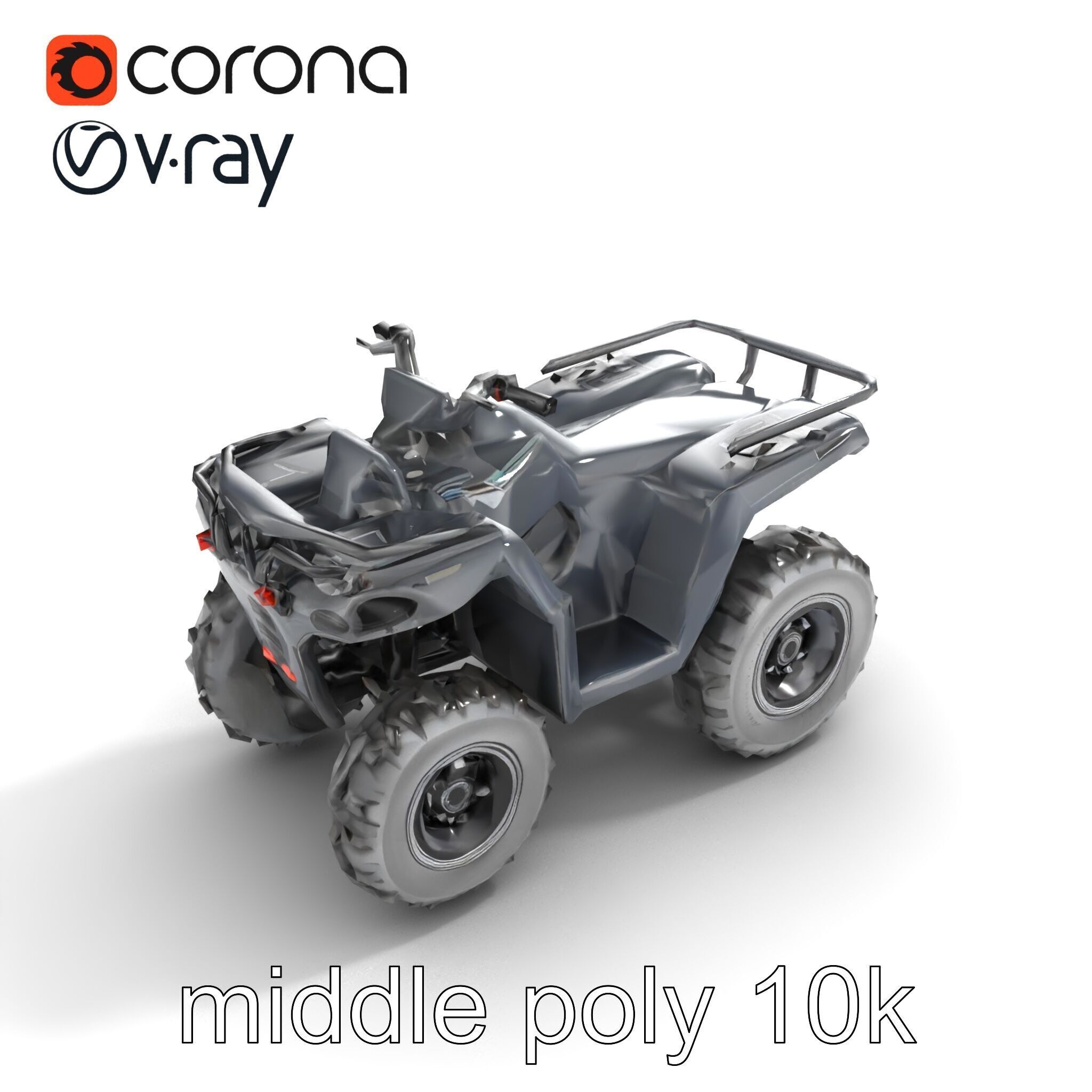 Matte Black ATV OffRoad Vehicle model pack Low-poly 3D model_8