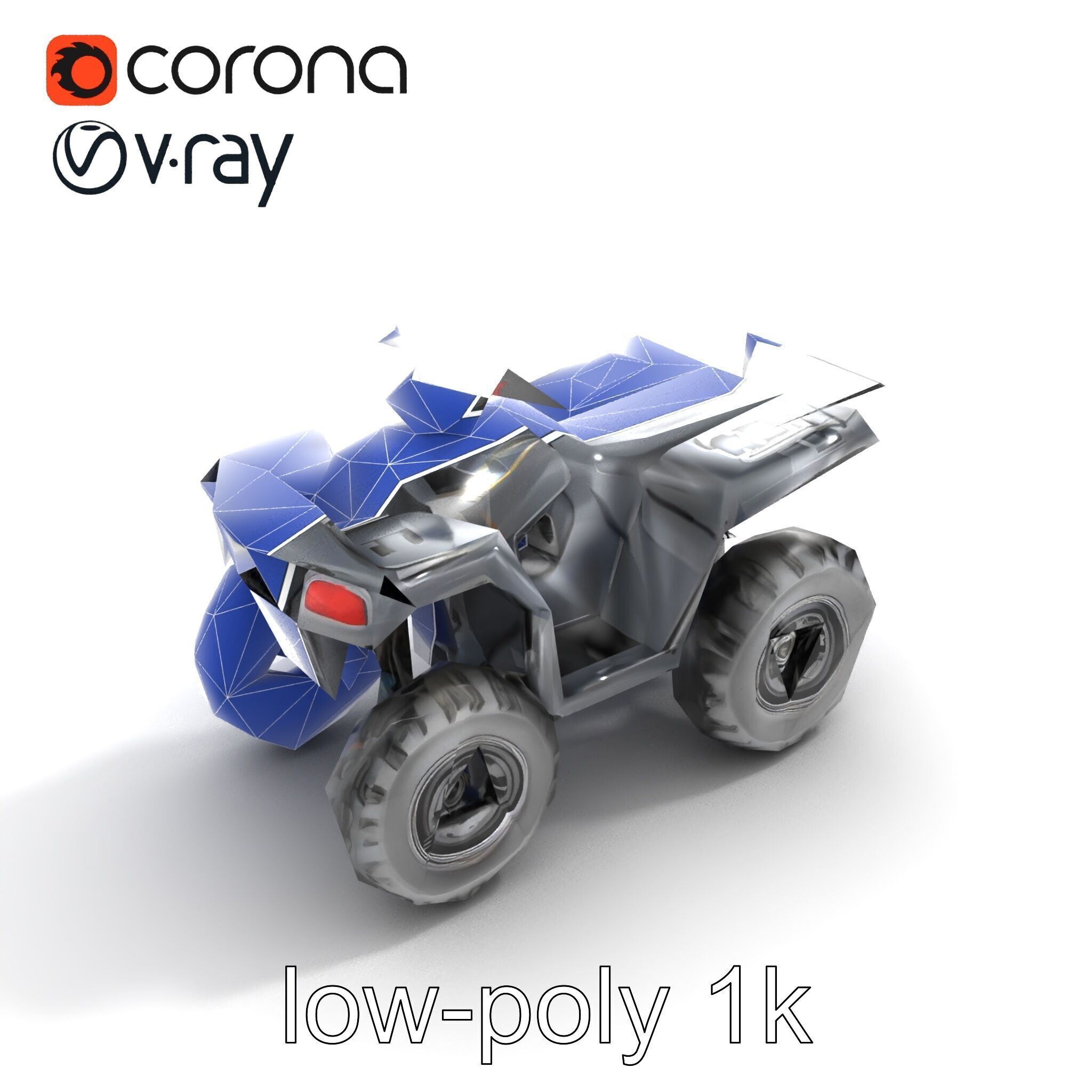 Matte Black ATV OffRoad Vehicle model pack Low-poly 3D model_12