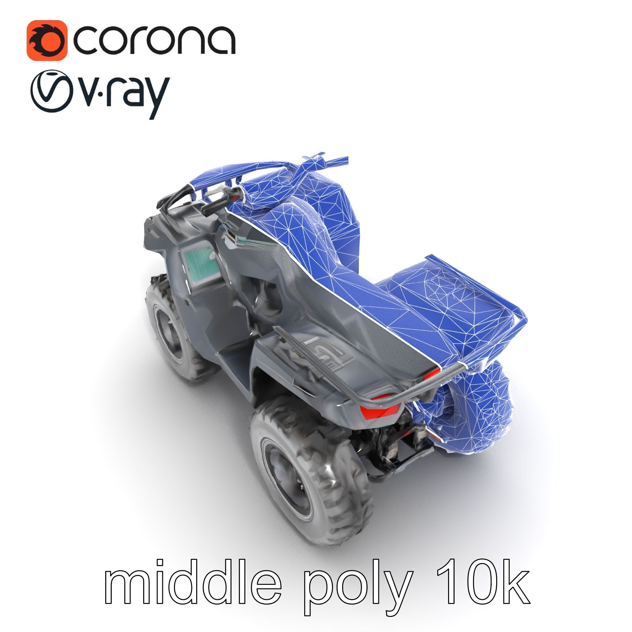 Matte Black ATV OffRoad Vehicle model pack Low-poly 3D model_24