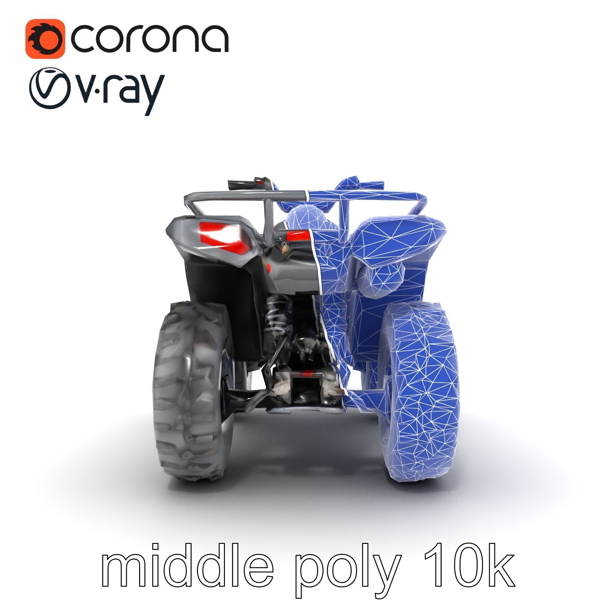 Matte Black ATV OffRoad Vehicle model pack Low-poly 3D model_19