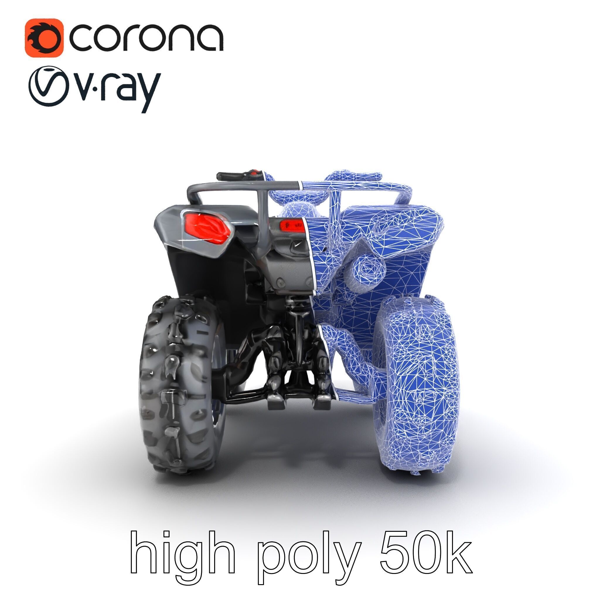 Matte Black ATV OffRoad Vehicle model pack Low-poly 3D model_31