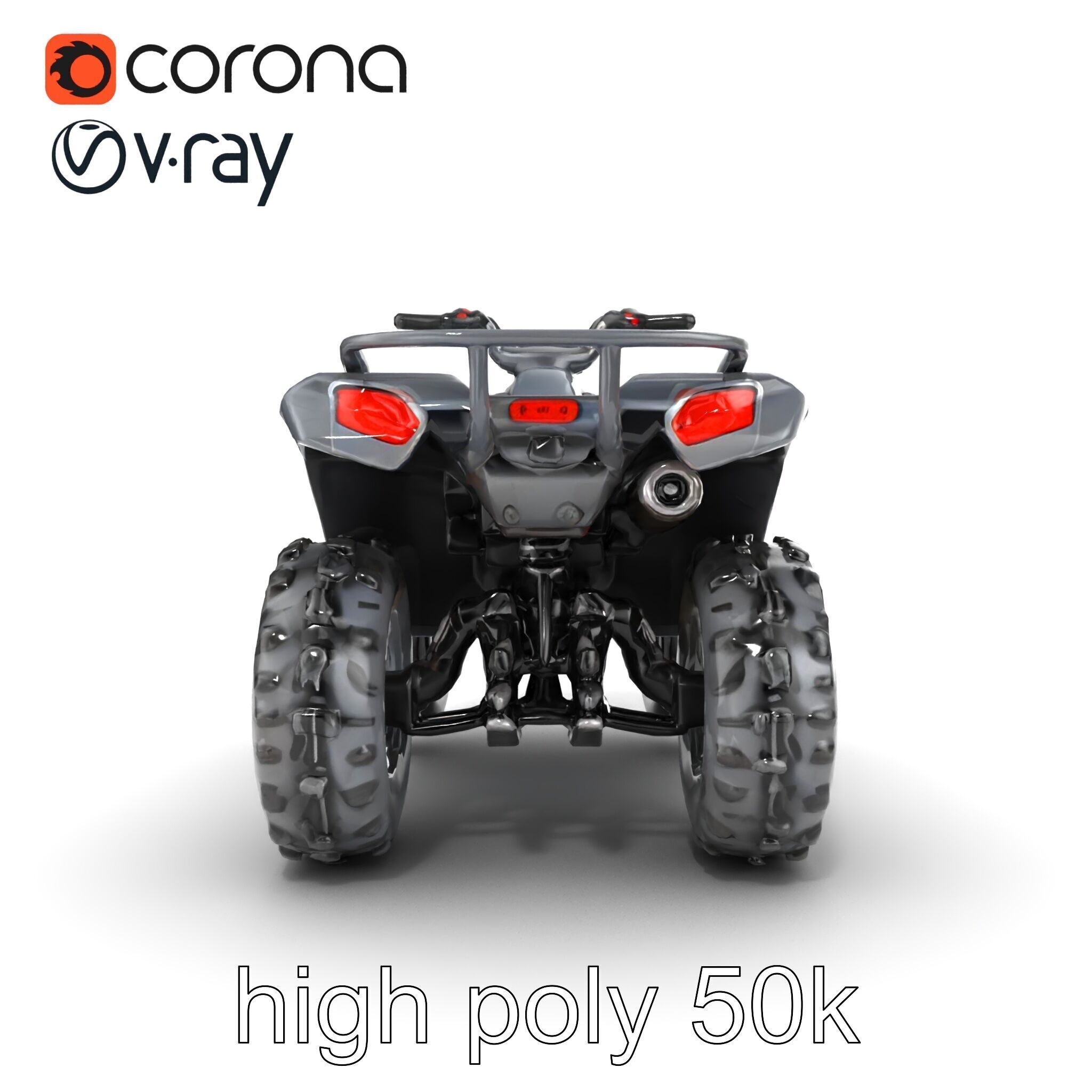 Matte Black ATV OffRoad Vehicle model pack Low-poly 3D model_16