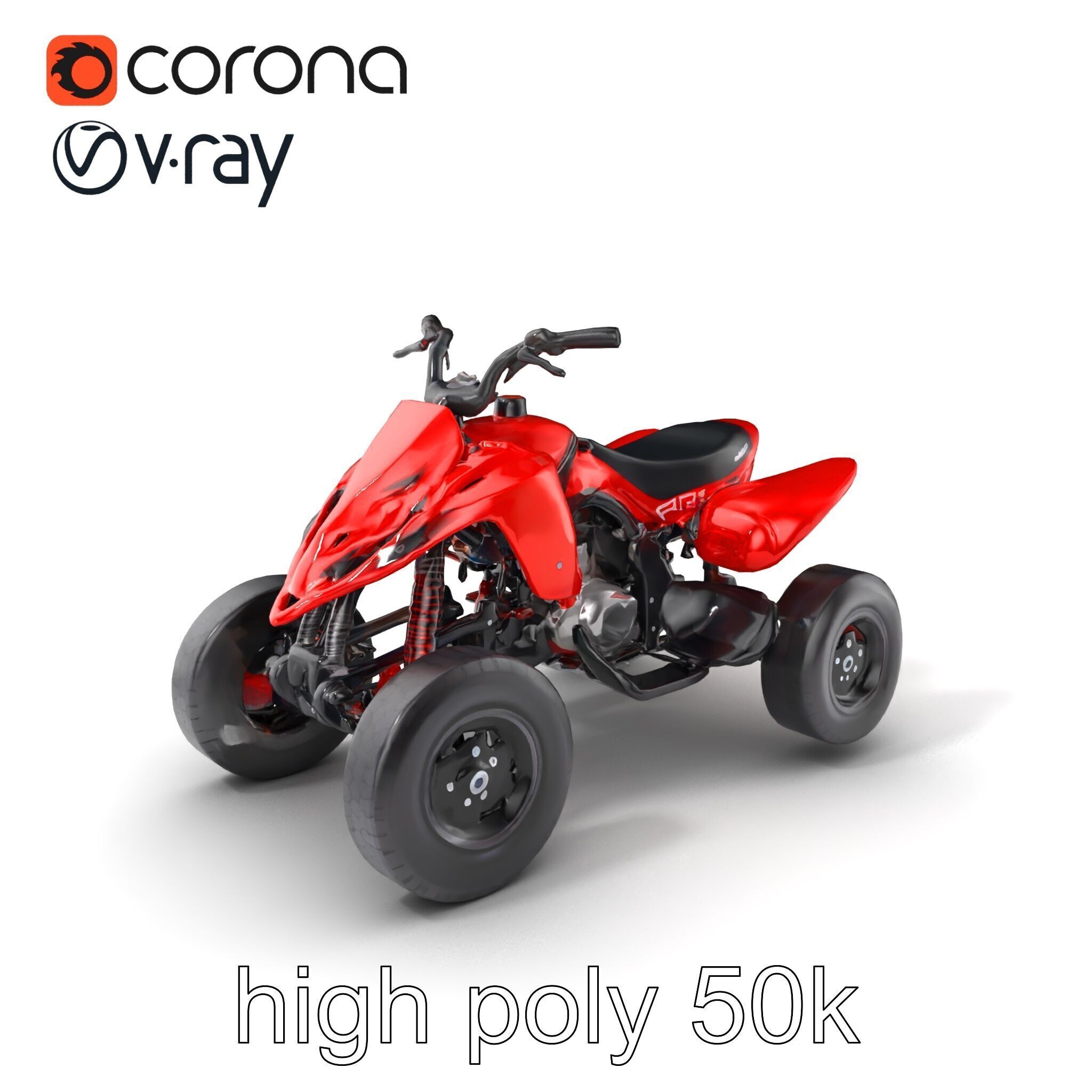 Glossy Red Racing Quad model pack Low-poly 3D model_2