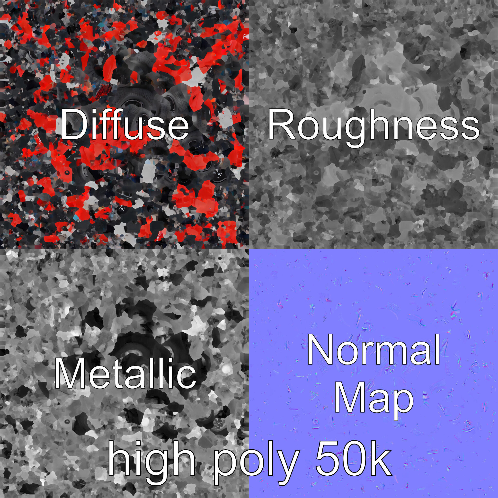 Glossy Red Racing Quad model pack Low-poly 3D model_3