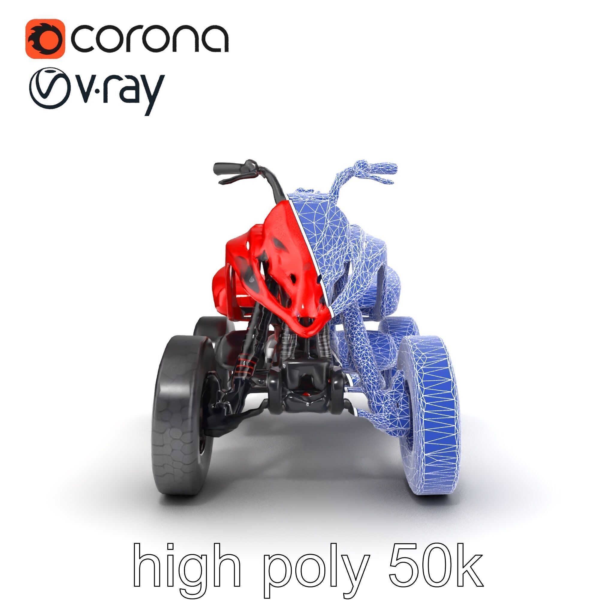 Glossy Red Racing Quad model pack Low-poly 3D model_29