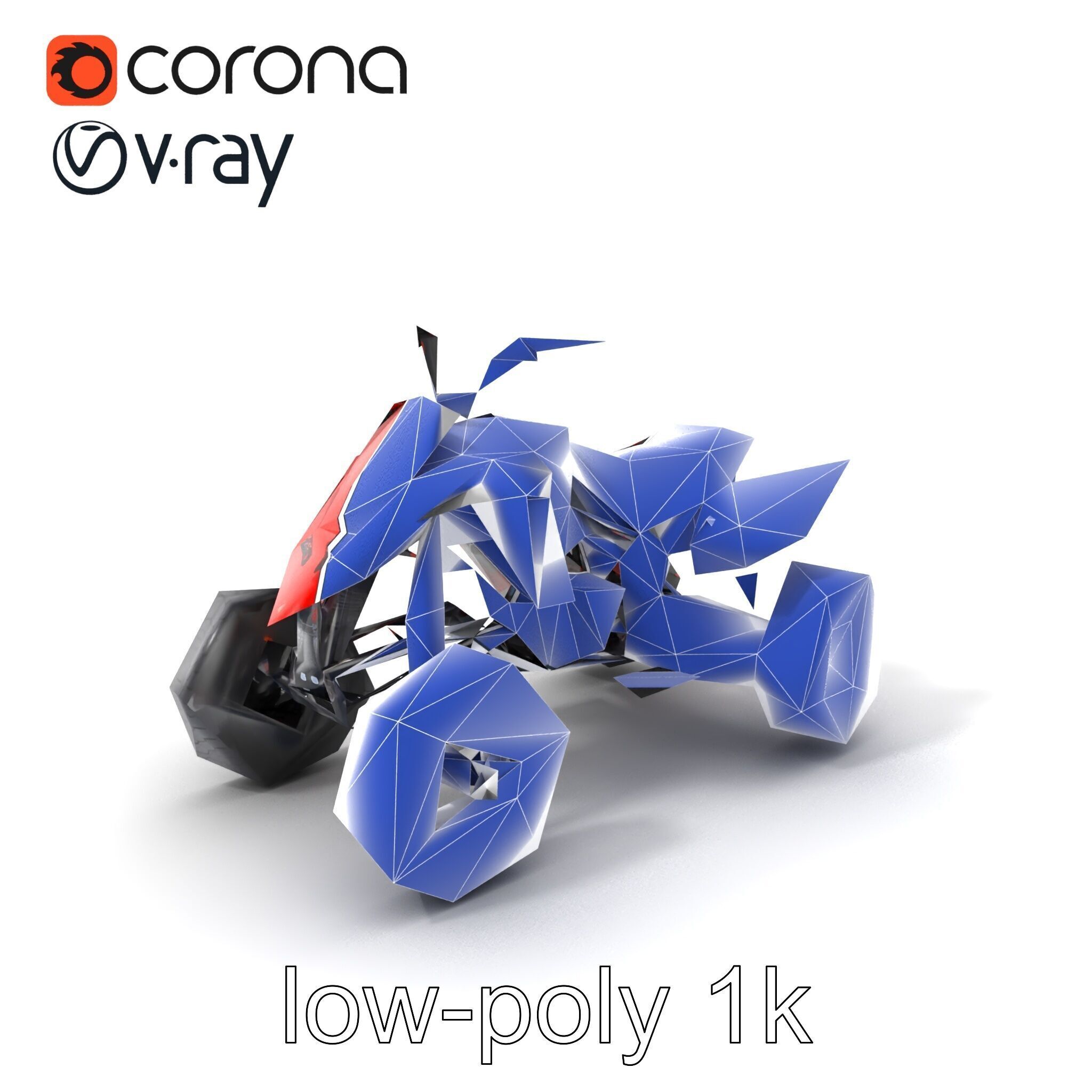 Glossy Red Racing Quad model pack Low-poly 3D model_7