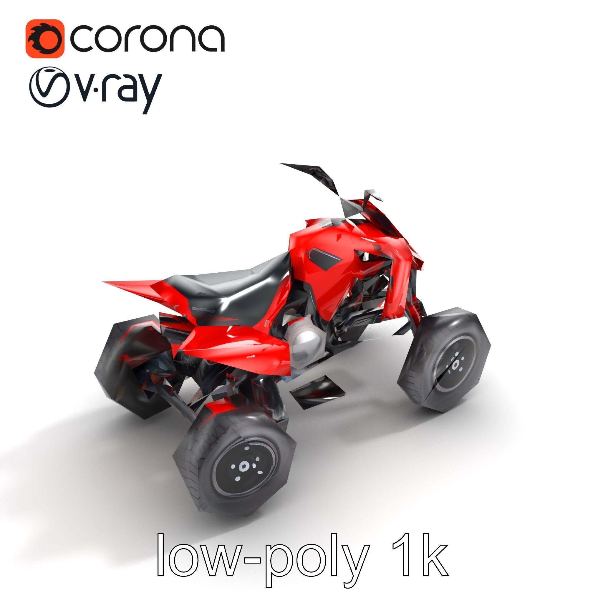 Glossy Red Racing Quad model pack Low-poly 3D model_9