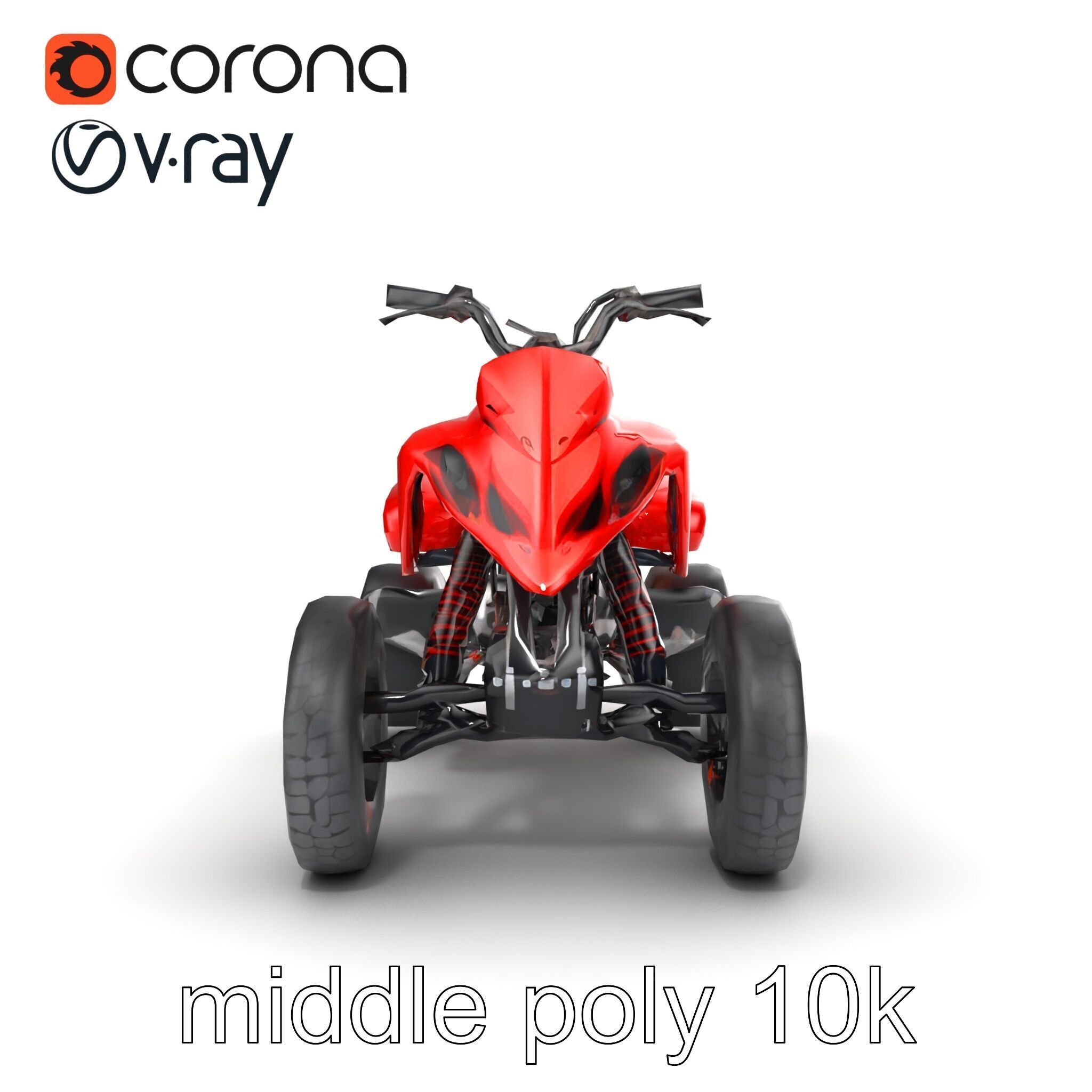 Glossy Red Racing Quad model pack Low-poly 3D model_13
