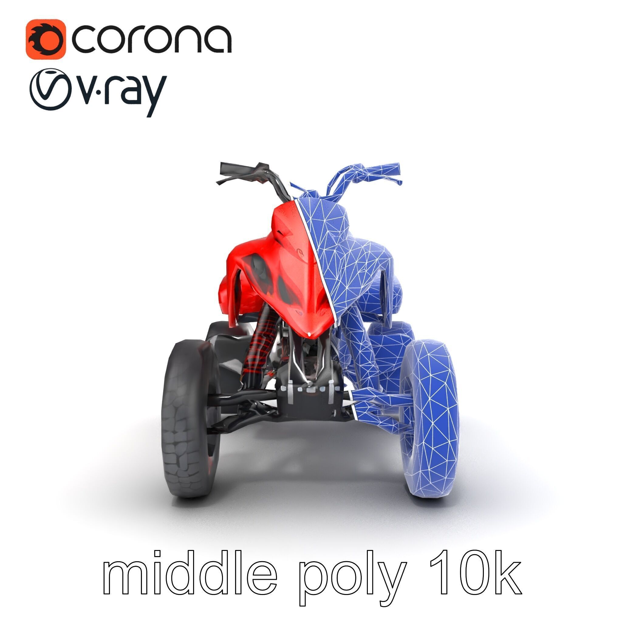 Glossy Red Racing Quad model pack Low-poly 3D model_28