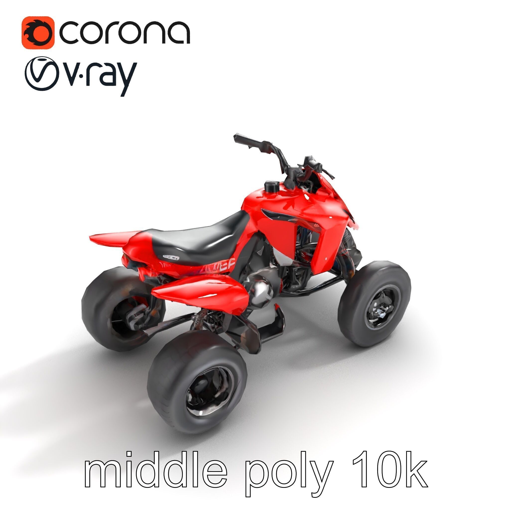 Glossy Red Racing Quad model pack Low-poly 3D model_8