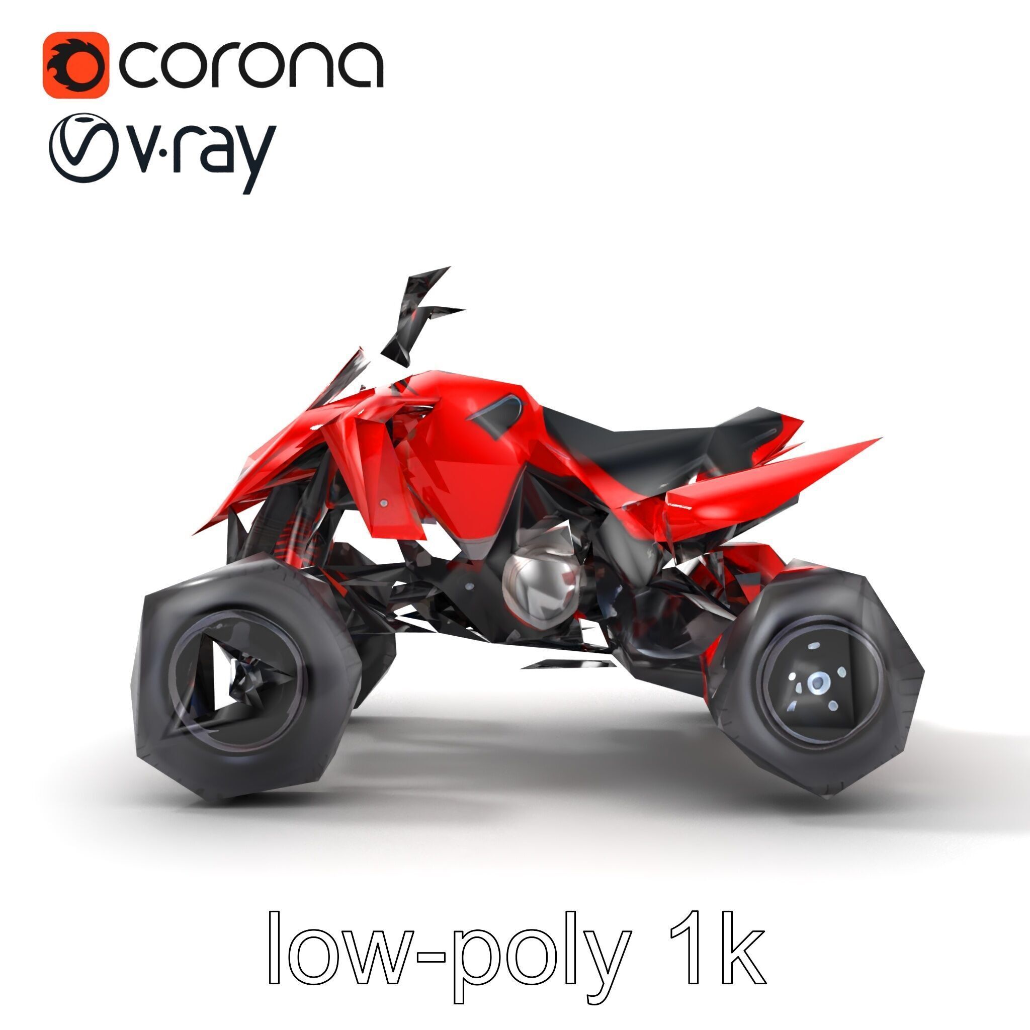 Glossy Red Racing Quad model pack Low-poly 3D model_24